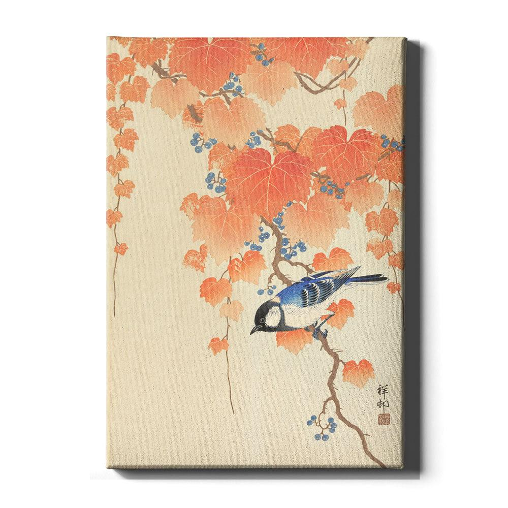 Walljar canvas schilderij - Ohara Koson - Great Tit On Paulownia Branch
