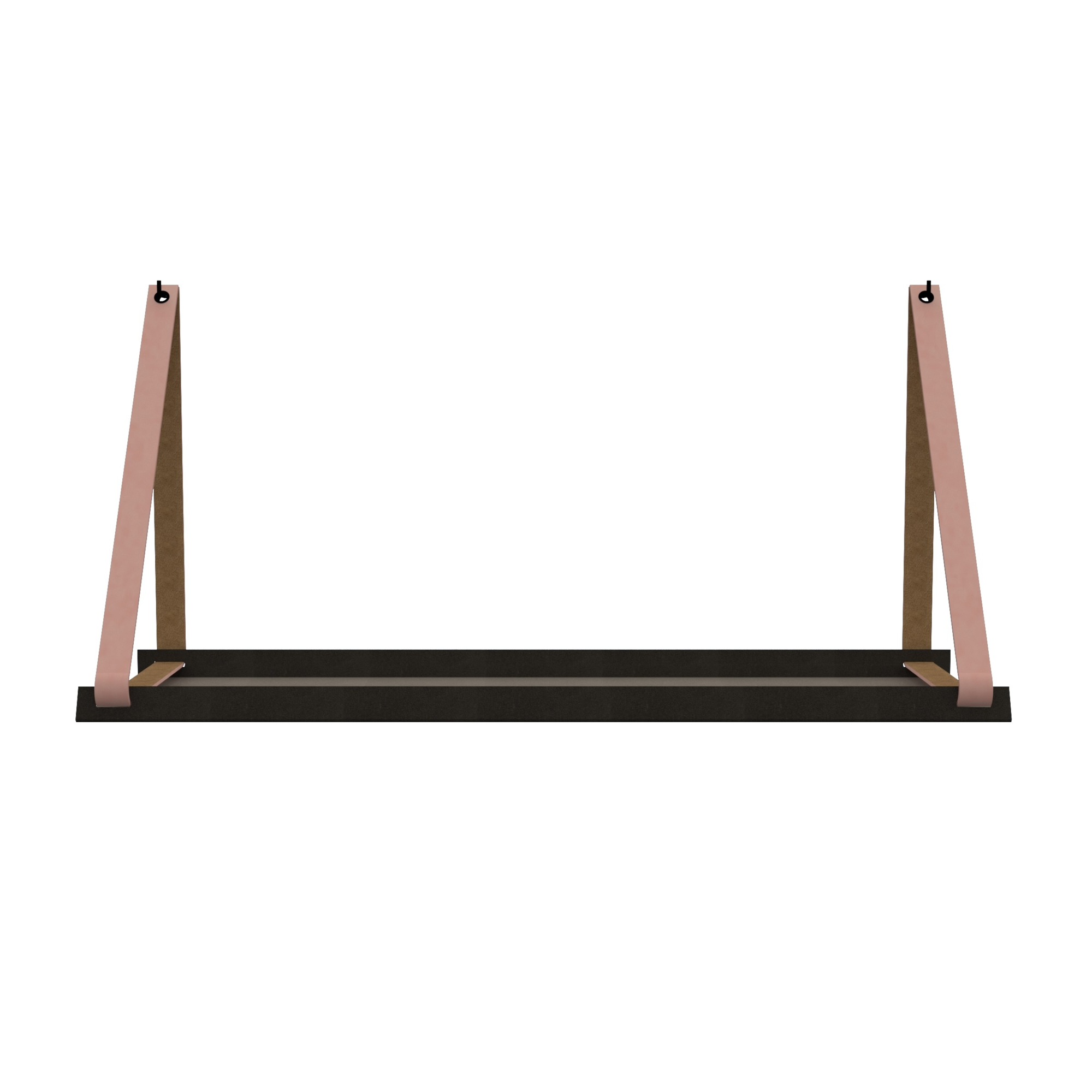 Stalen wandplank 70x20cm - incl. leren plankdragers