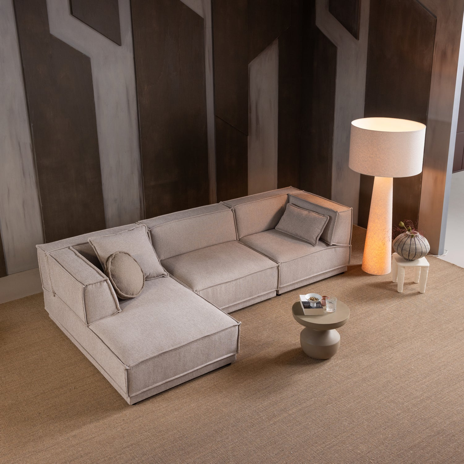 Loft vloerlamp xxl metaal/boucle naturel 160xo70 cm