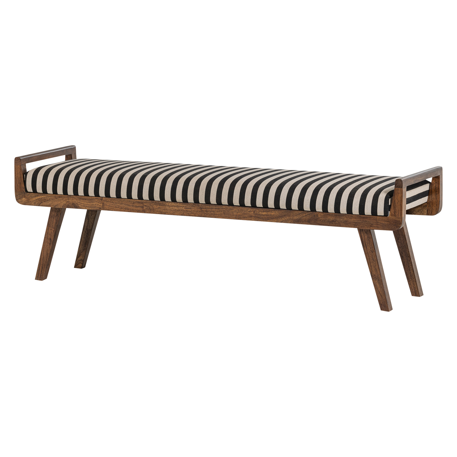 Valo bankje hout bruin met streepstof zwart/wit
