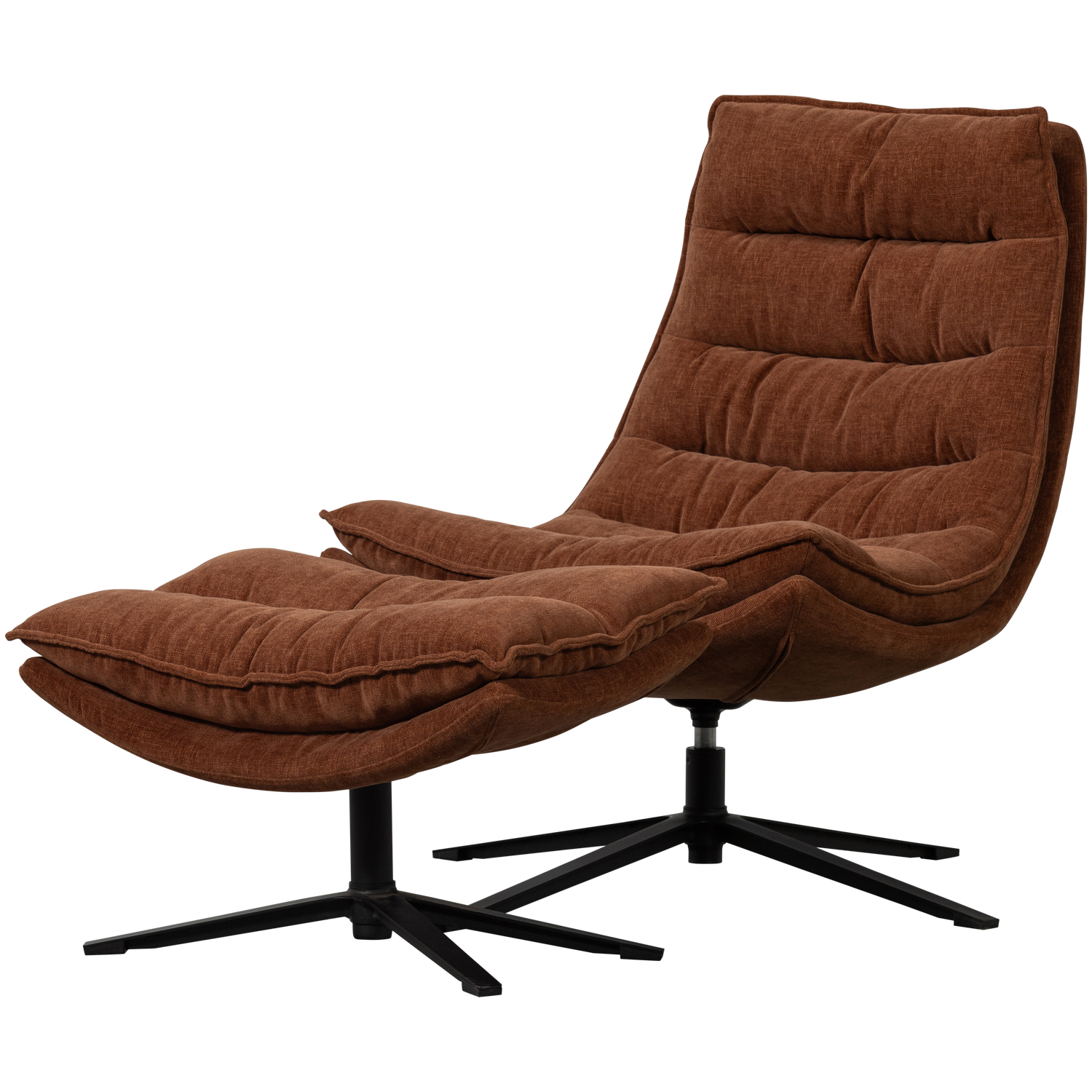 Kube draaifauteuil met hocker bruin