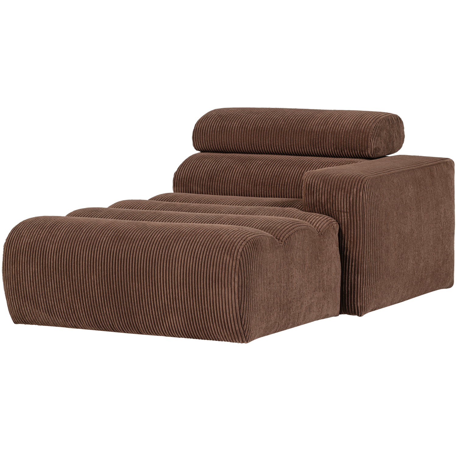 Novi chaise longue element arm rechts boucle karamelbruin