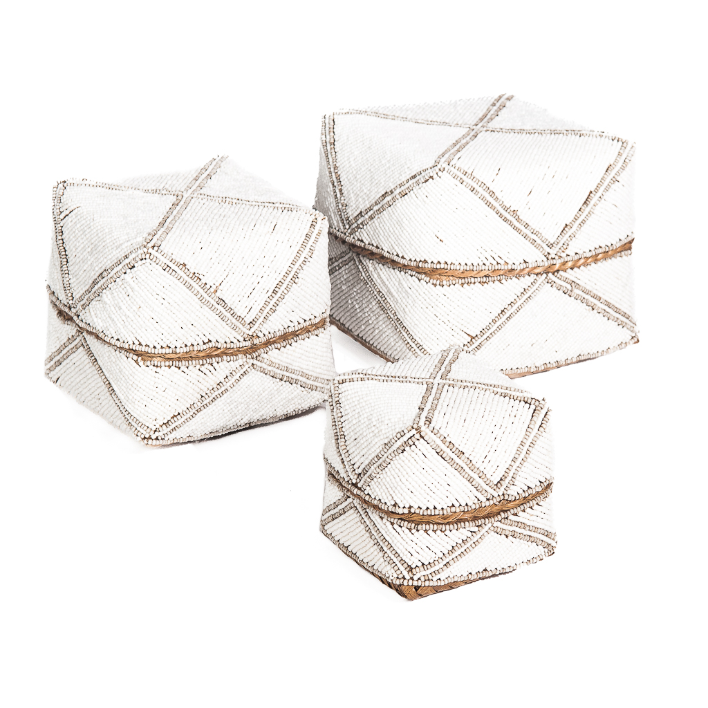 Set offermanden ibiza witte en beige kraaltjes