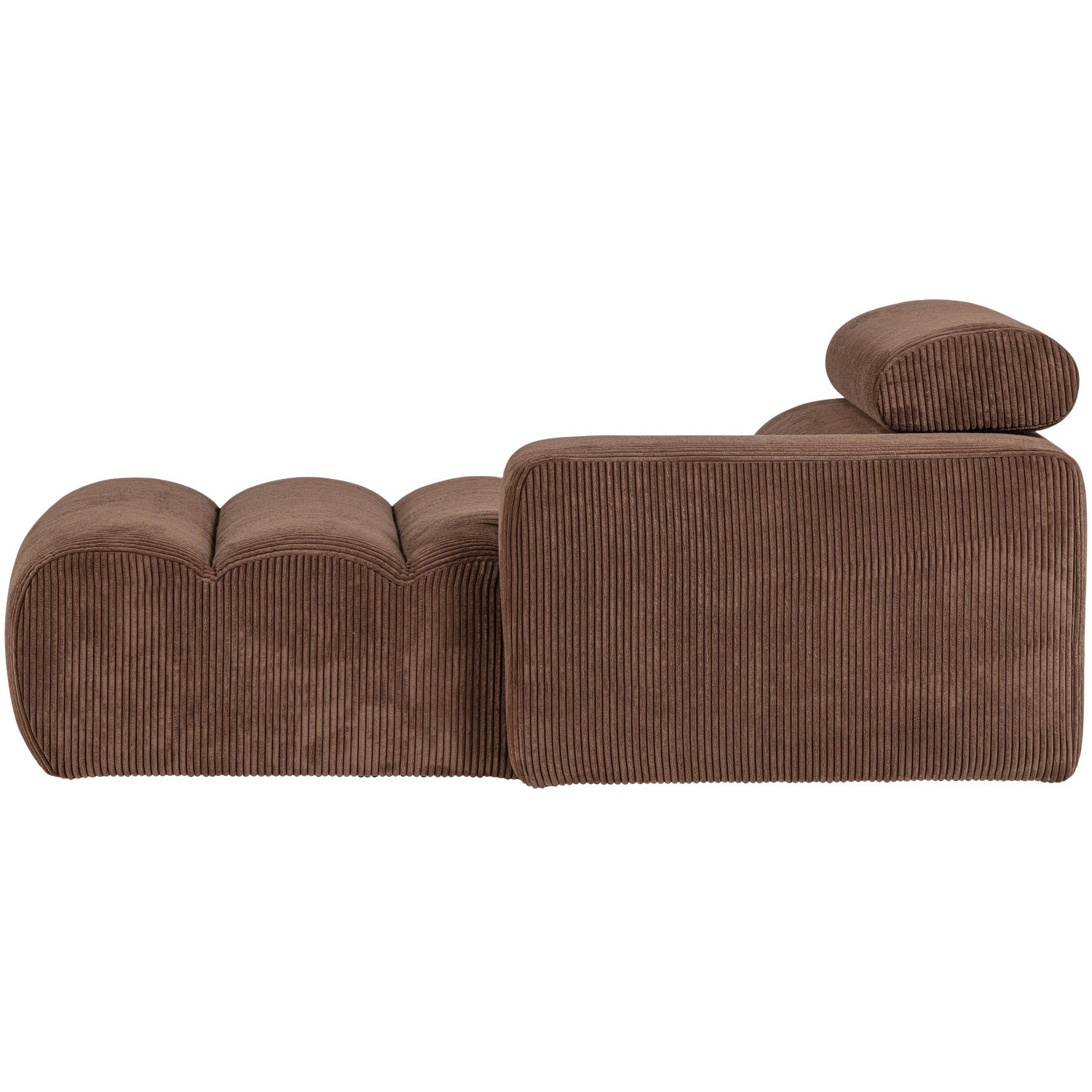 Novi chaise longue element arm rechts boucle karamelbruin