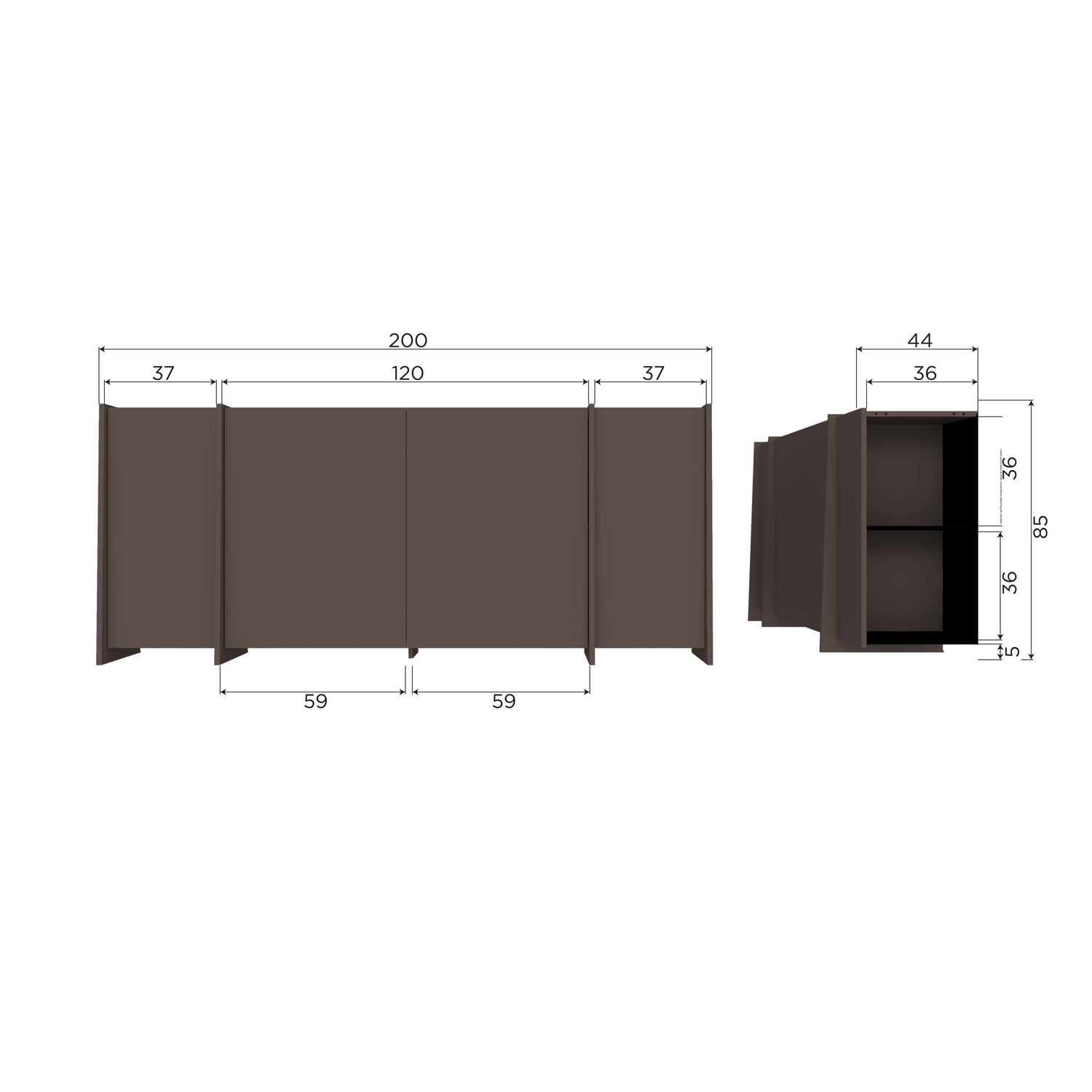 Brock dressoir 200 cm essen fineer warmgrijs [fsc]