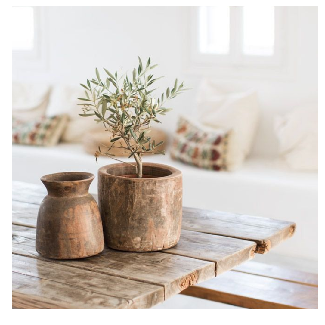Oude houten pot uniek item