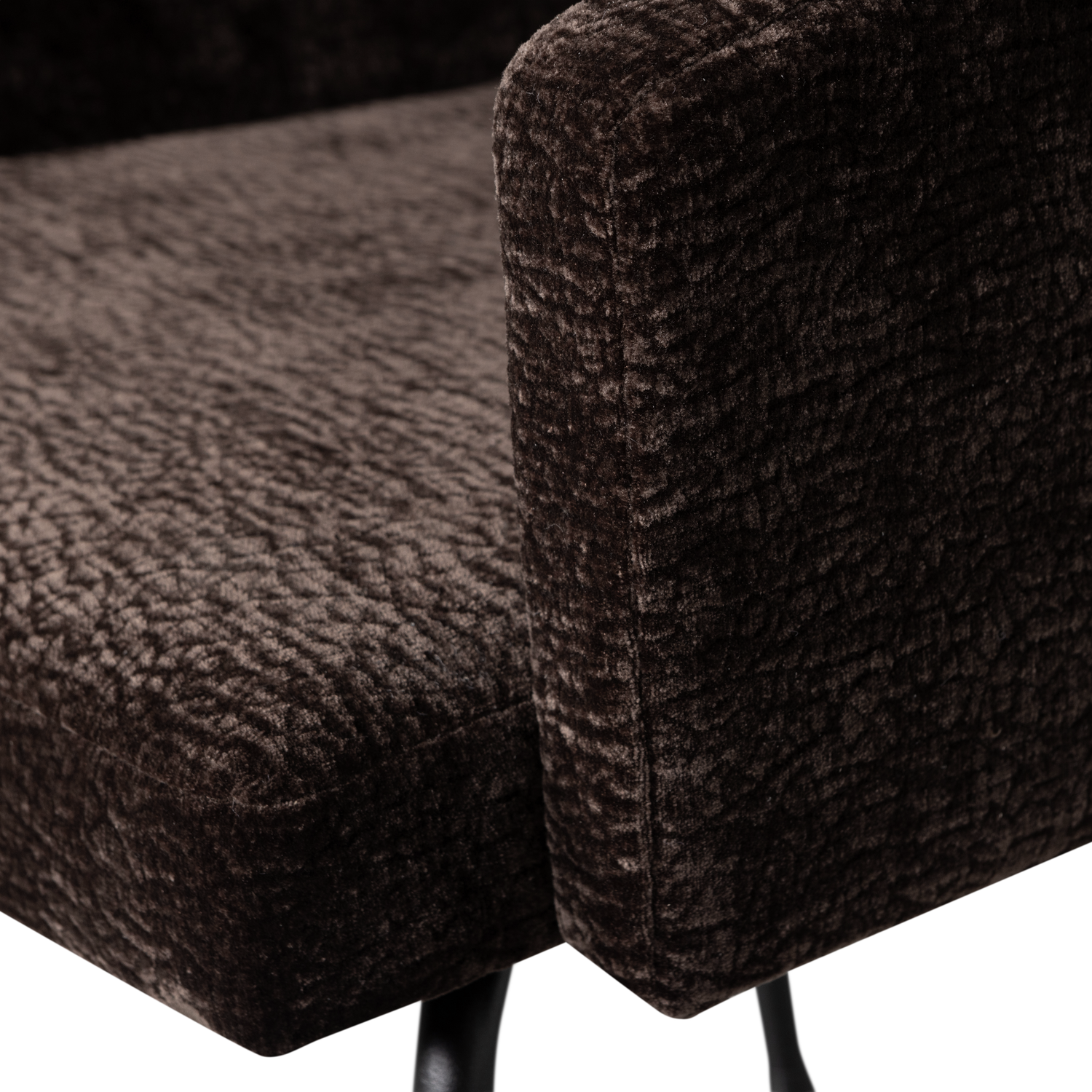 Mount eetkamerstoel met armleuning 3d chenille middenbruin