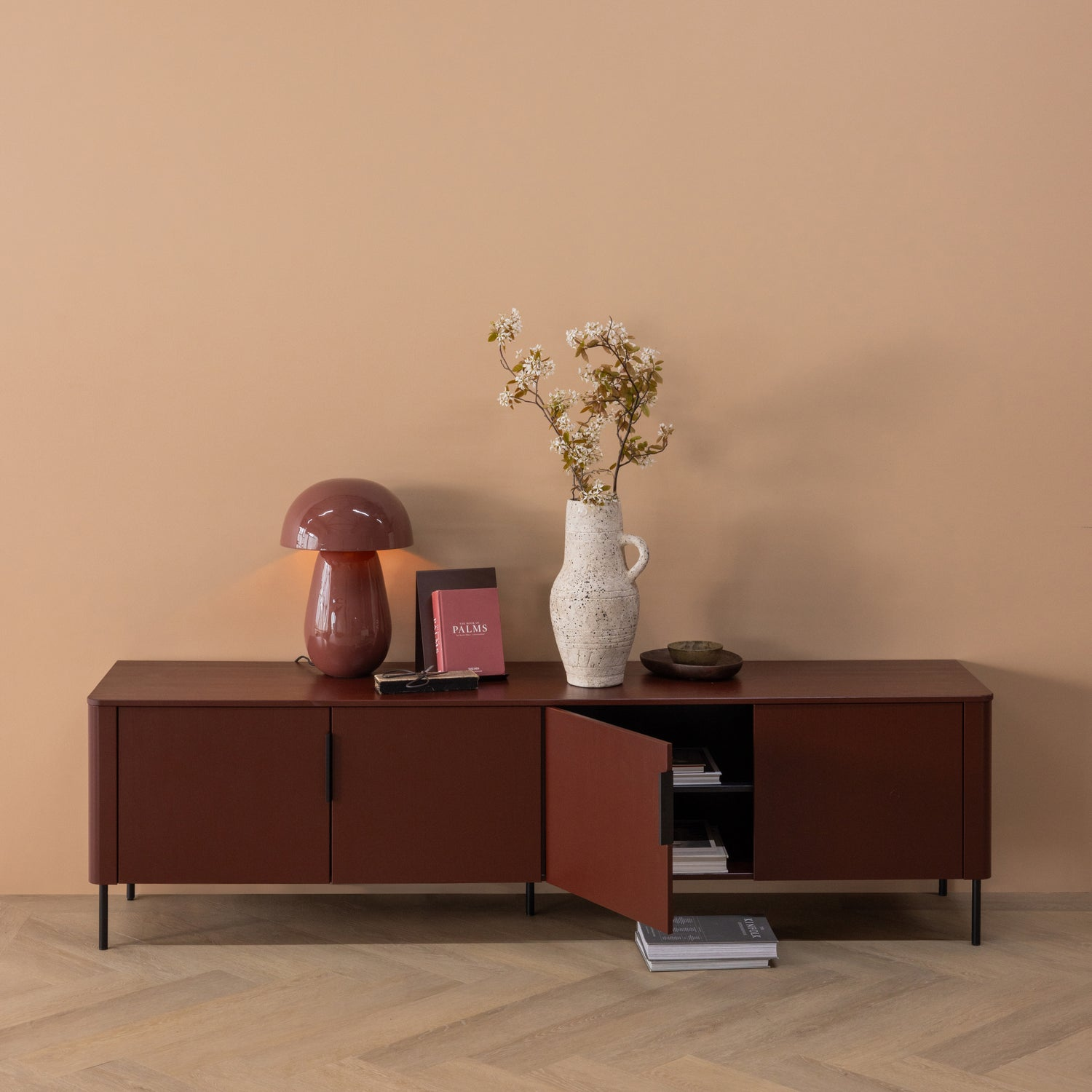 Gunnar tv meubel 200 cm grenen matzwart [fsc]