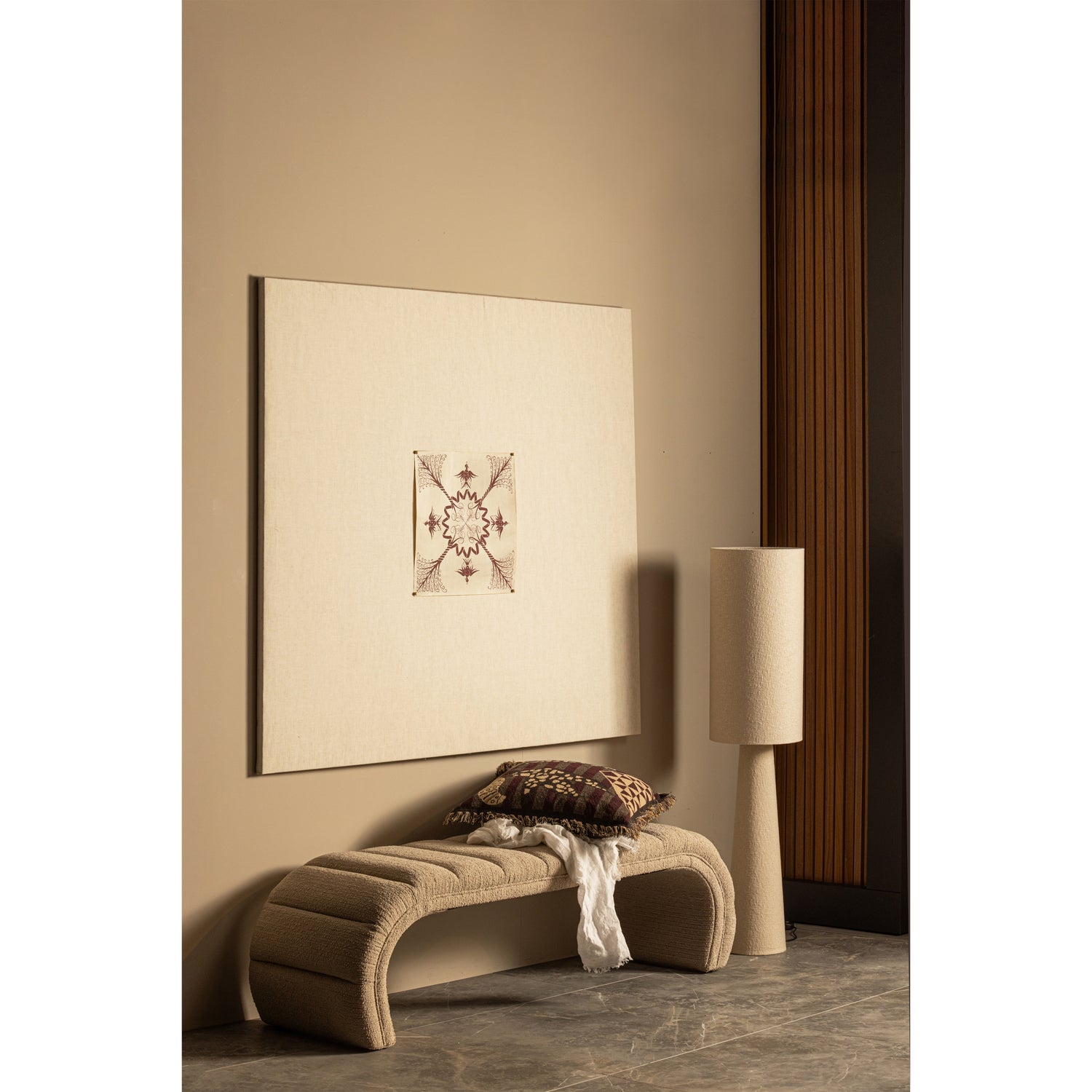 Loft vloerlamp metaal/boucle naturel met strepen 130xo30 cm