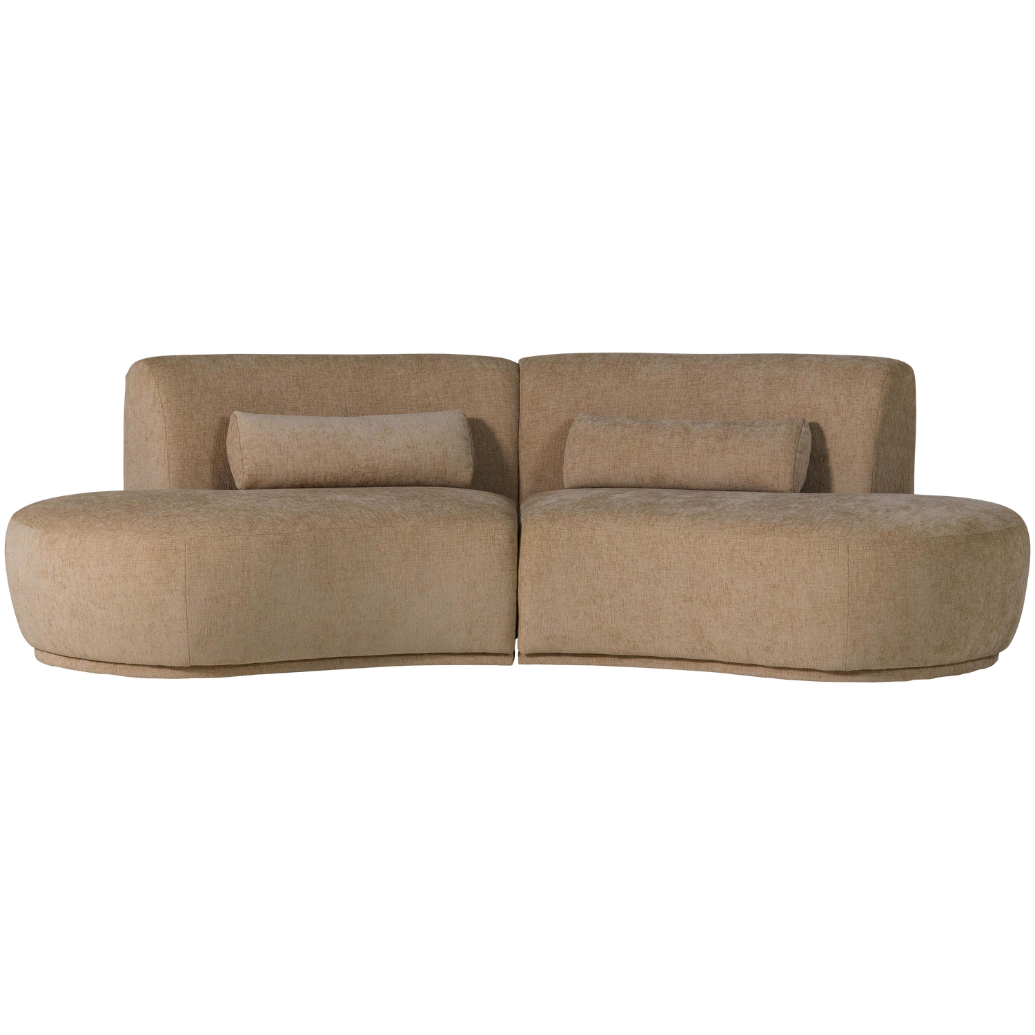 Batavier half ronde bank 4-zits velvet lichtbruin melange