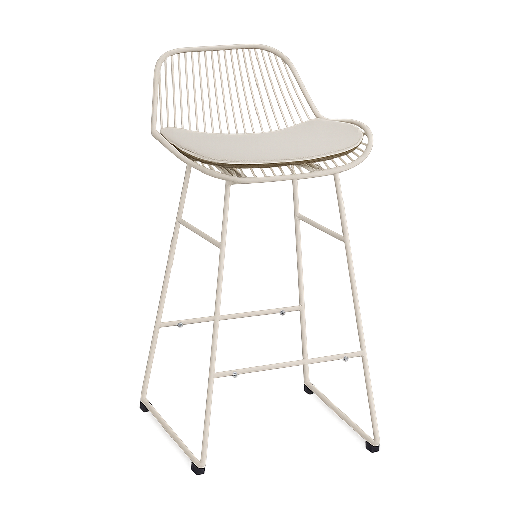Barkruk Pleun grijsbeige - met zitkussen - 65 cm