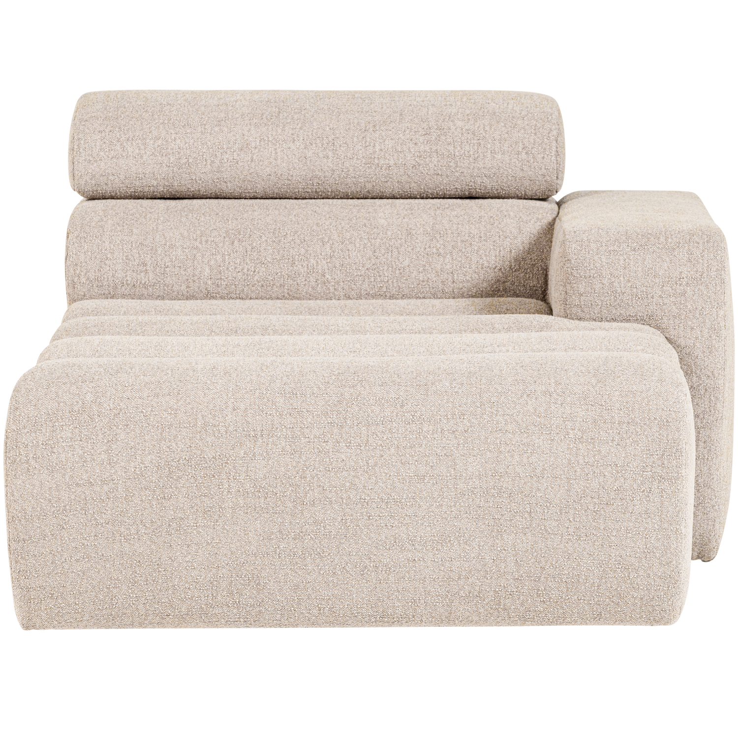 Novi chaise longue element arm rechts boucle karamelbruin