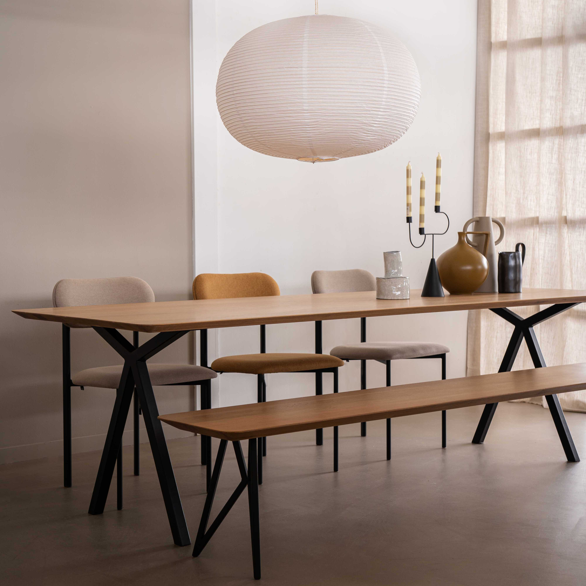 Studio HENK tafel Slim X-type Rechthoekig, zwart frame - Smart Collectie