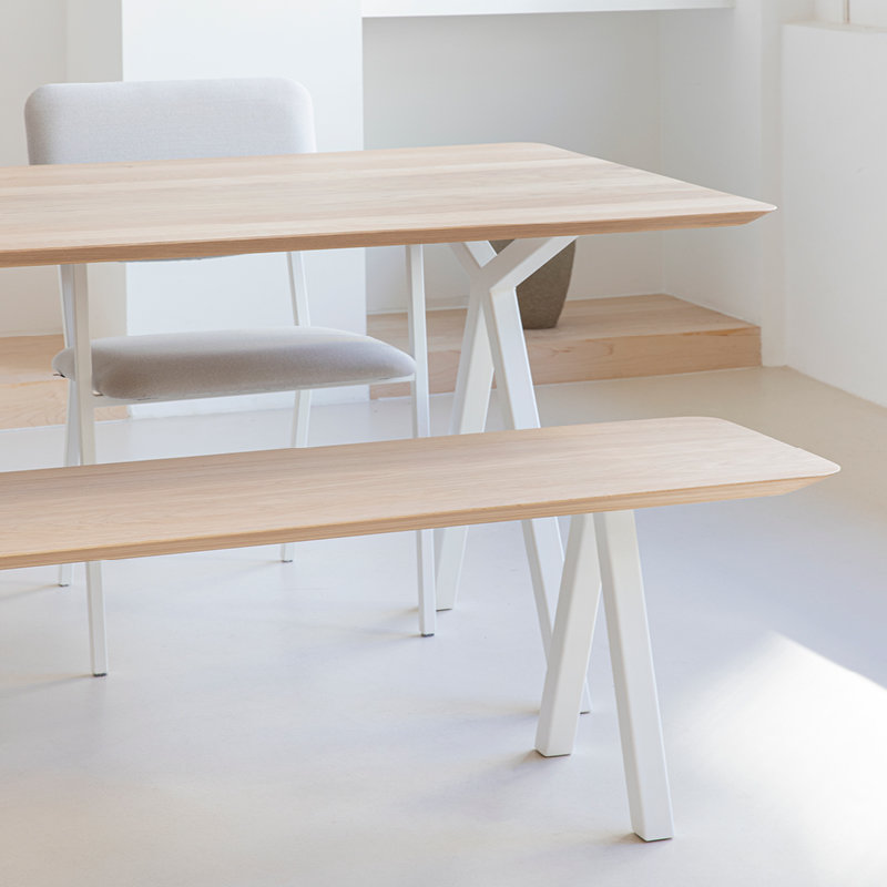 Studio HENK tafel Slim X-type Rechthoekig - wit frame, hardwax light 3041