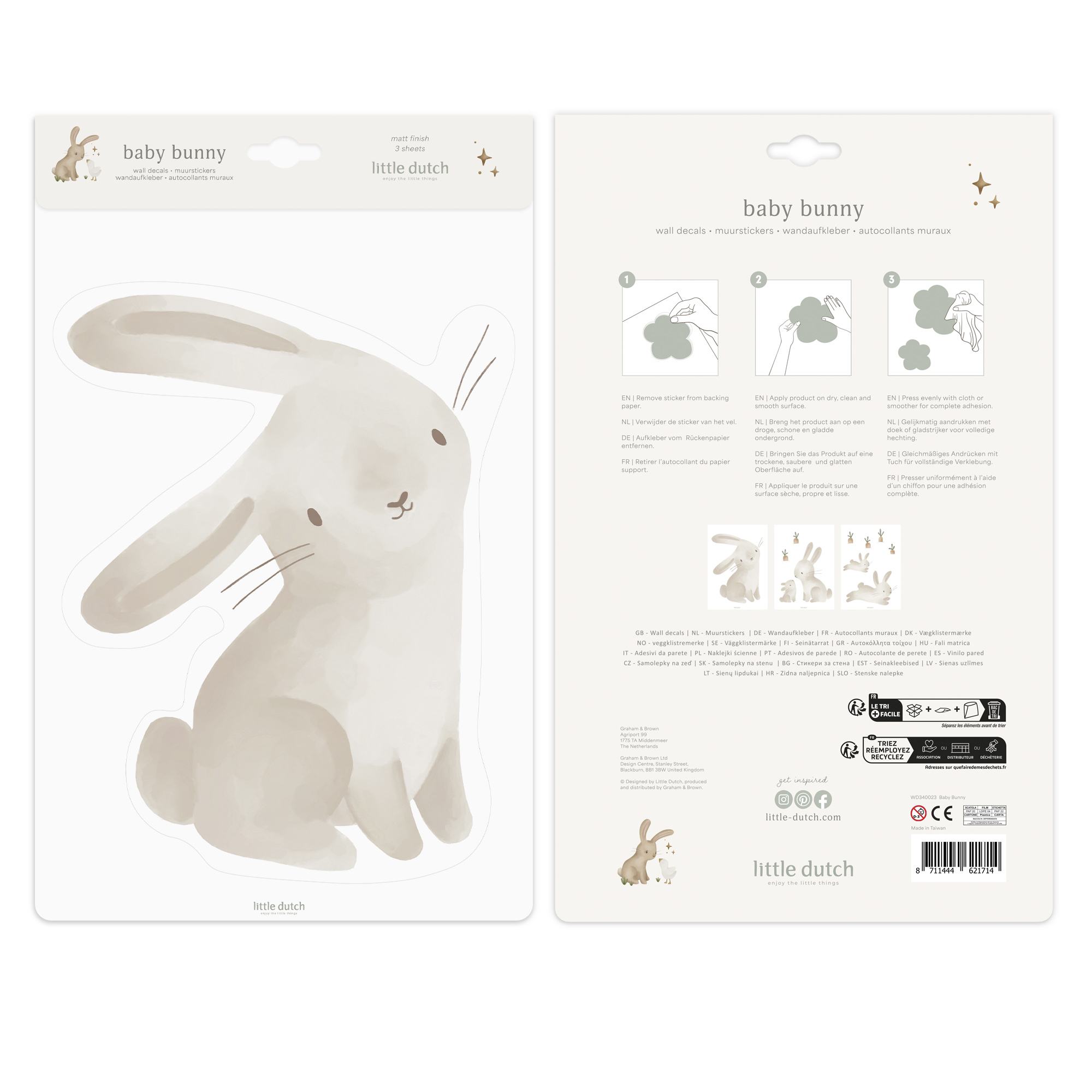 Muurstickers Baby Bunny (A4)