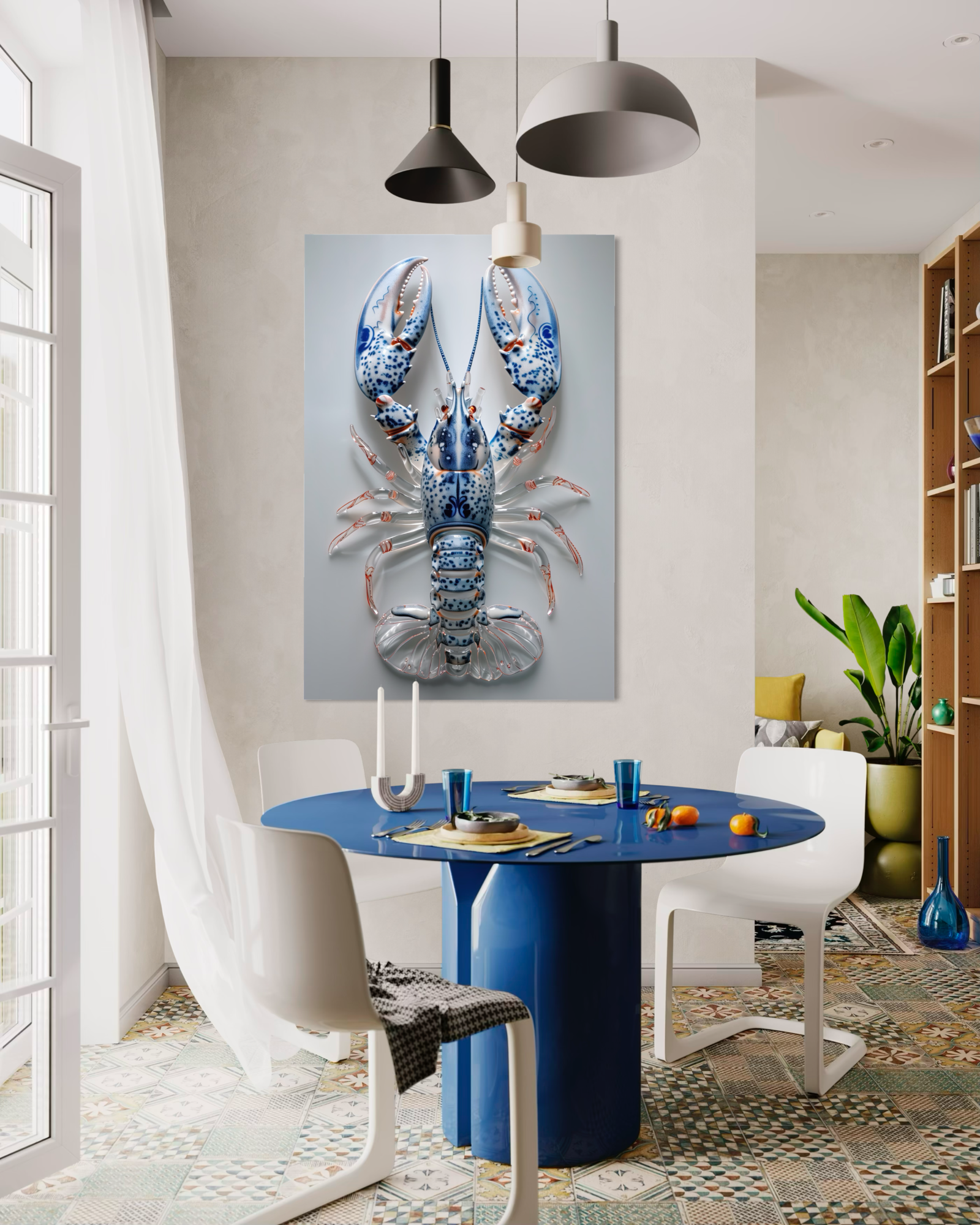 Glazen Lobster Delfts Blauw