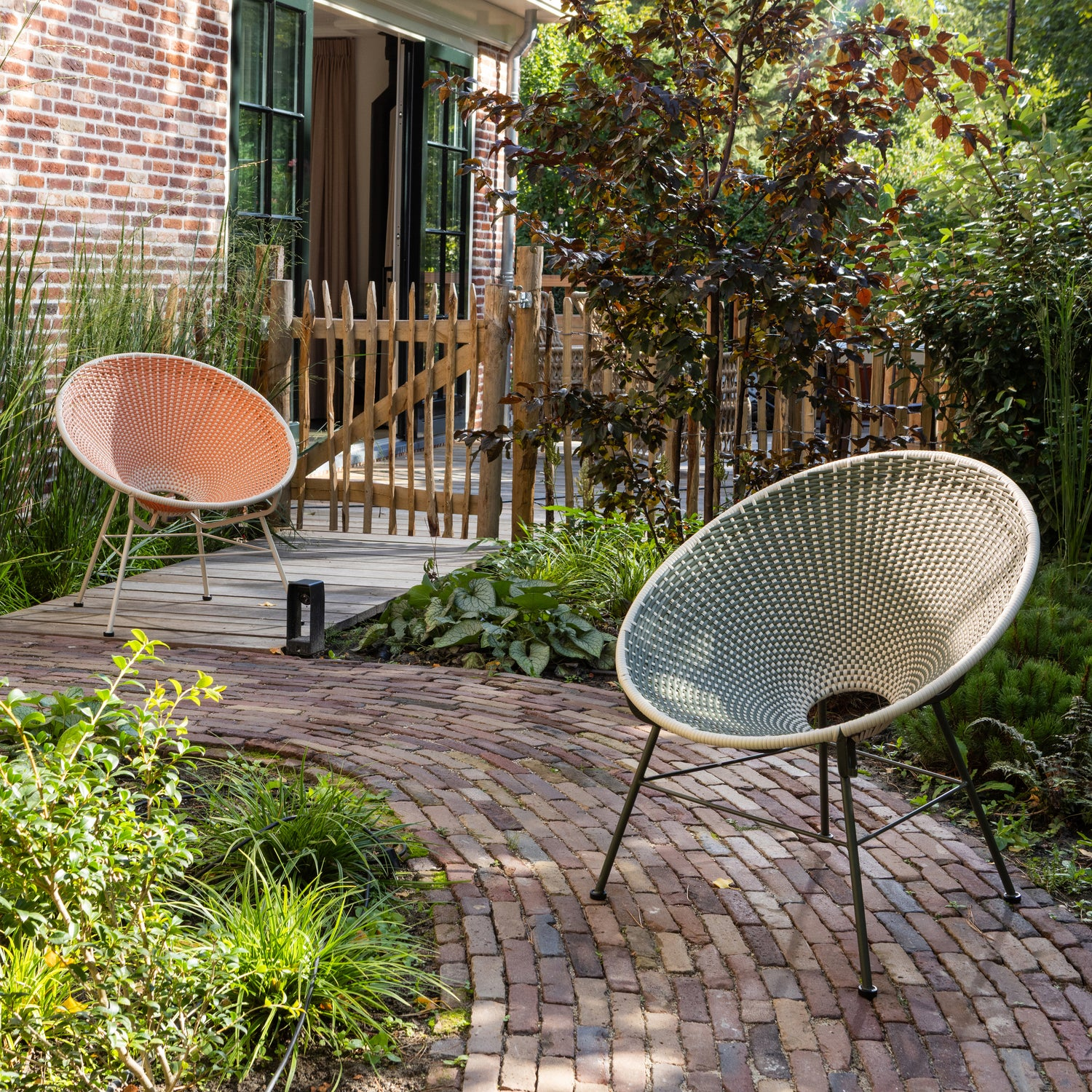 Kazoun tuin loungestoel wicker oranje