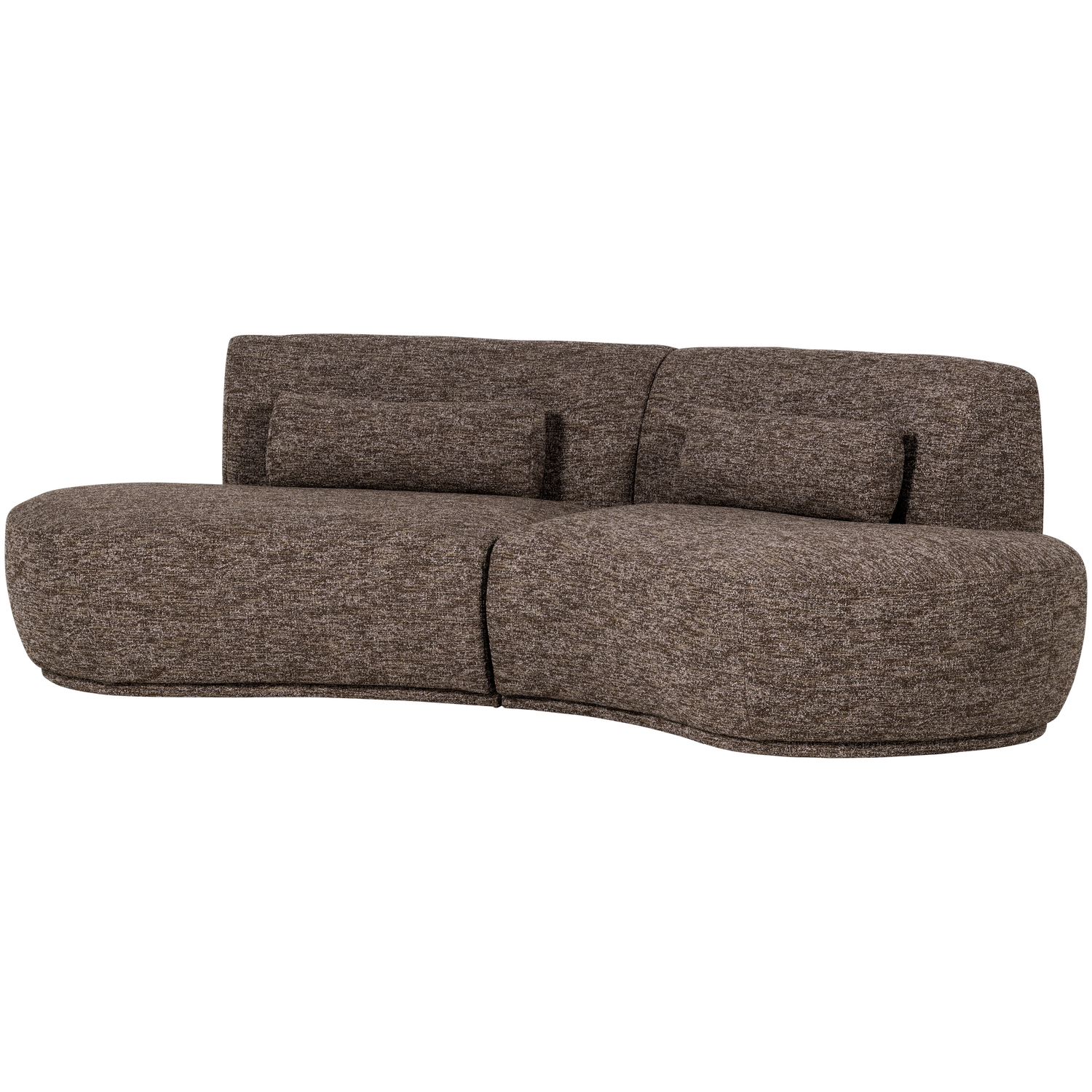 Batavier half ronde bank 4-zits velvet lichtbruin melange