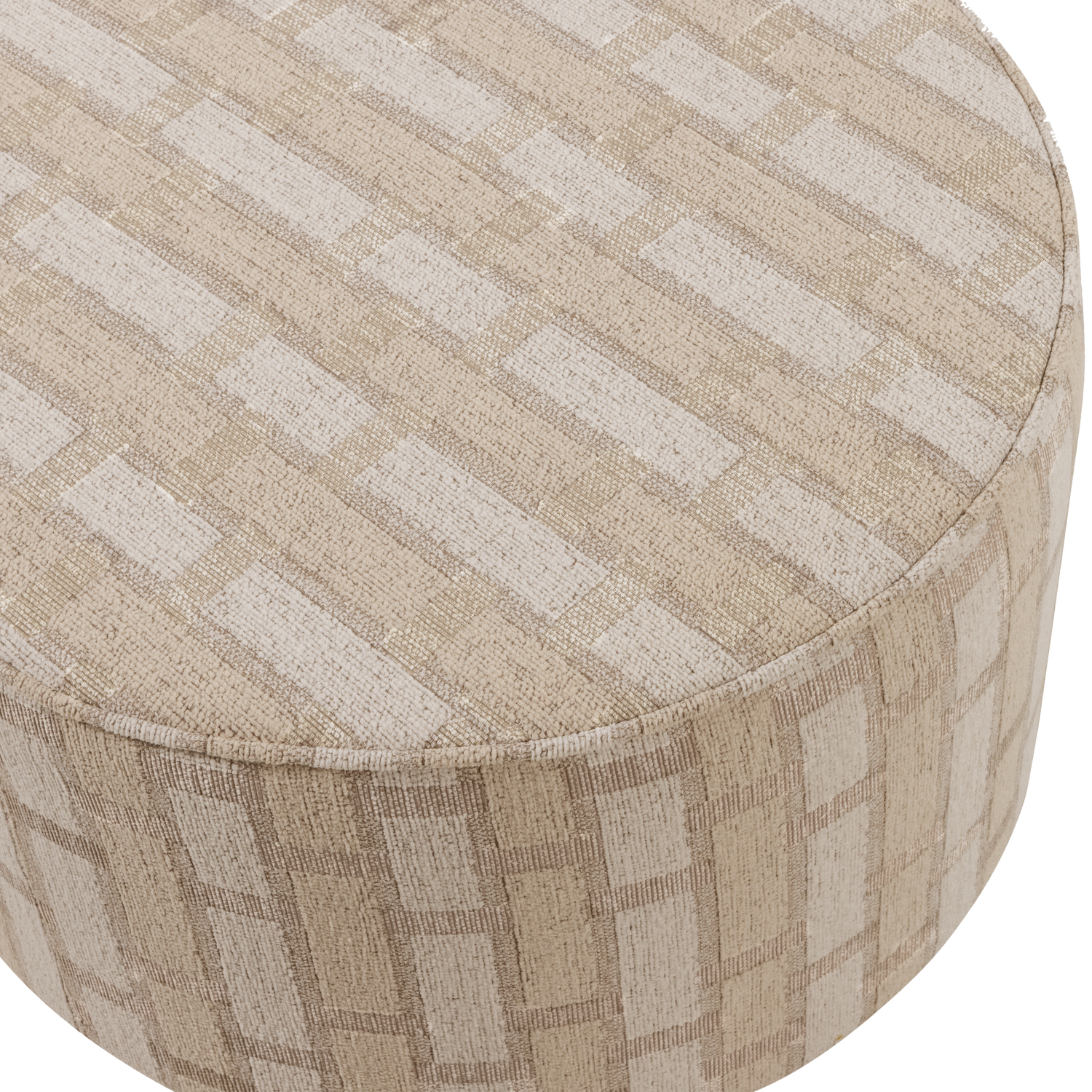 Sarli poef laag ruit dessin chenille bruin/roze [fsc]
