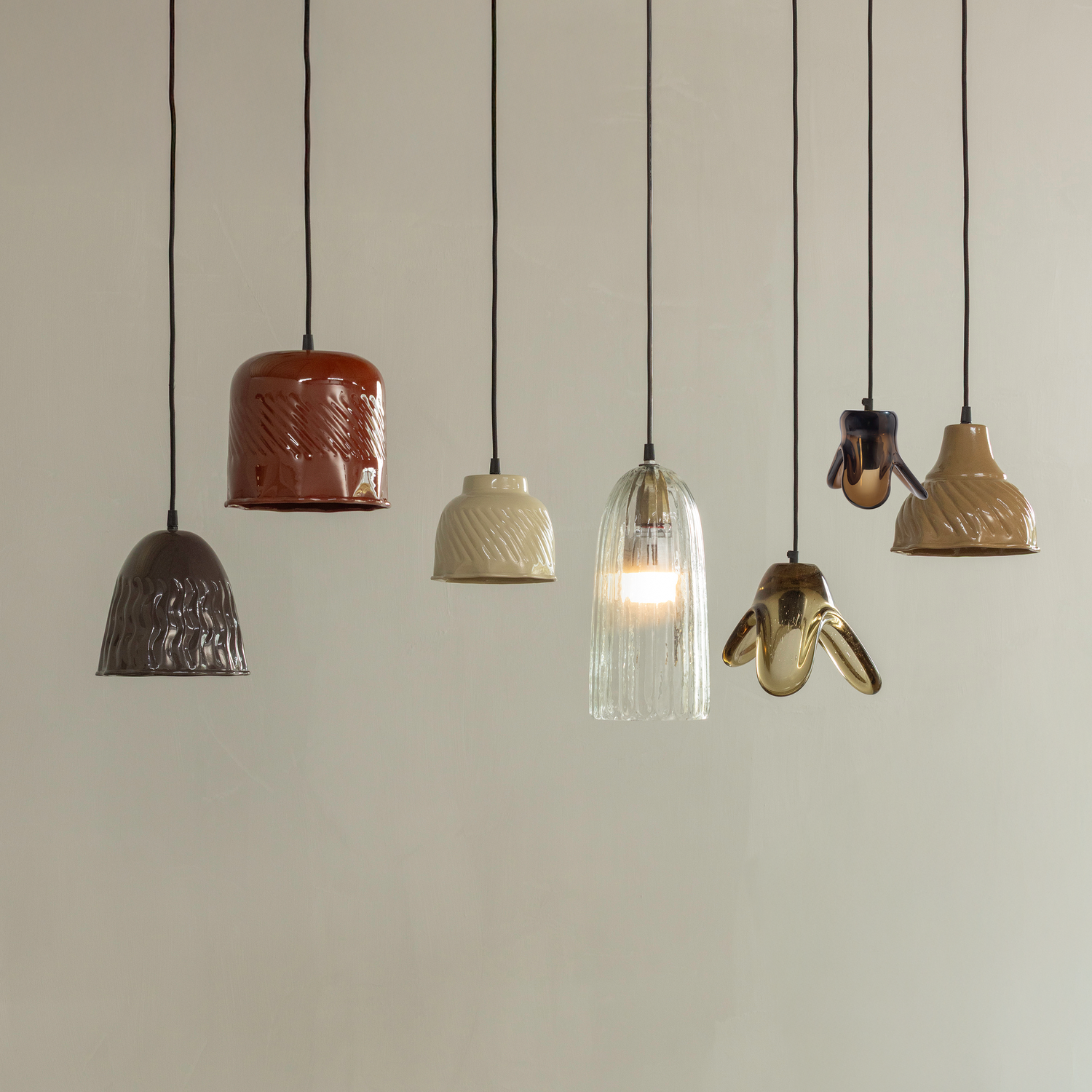 Elle hanglamp groot glas groen
