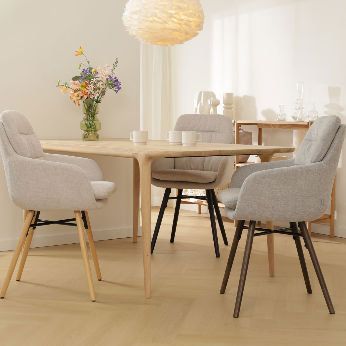 Nena-mia beige - houten onderstel