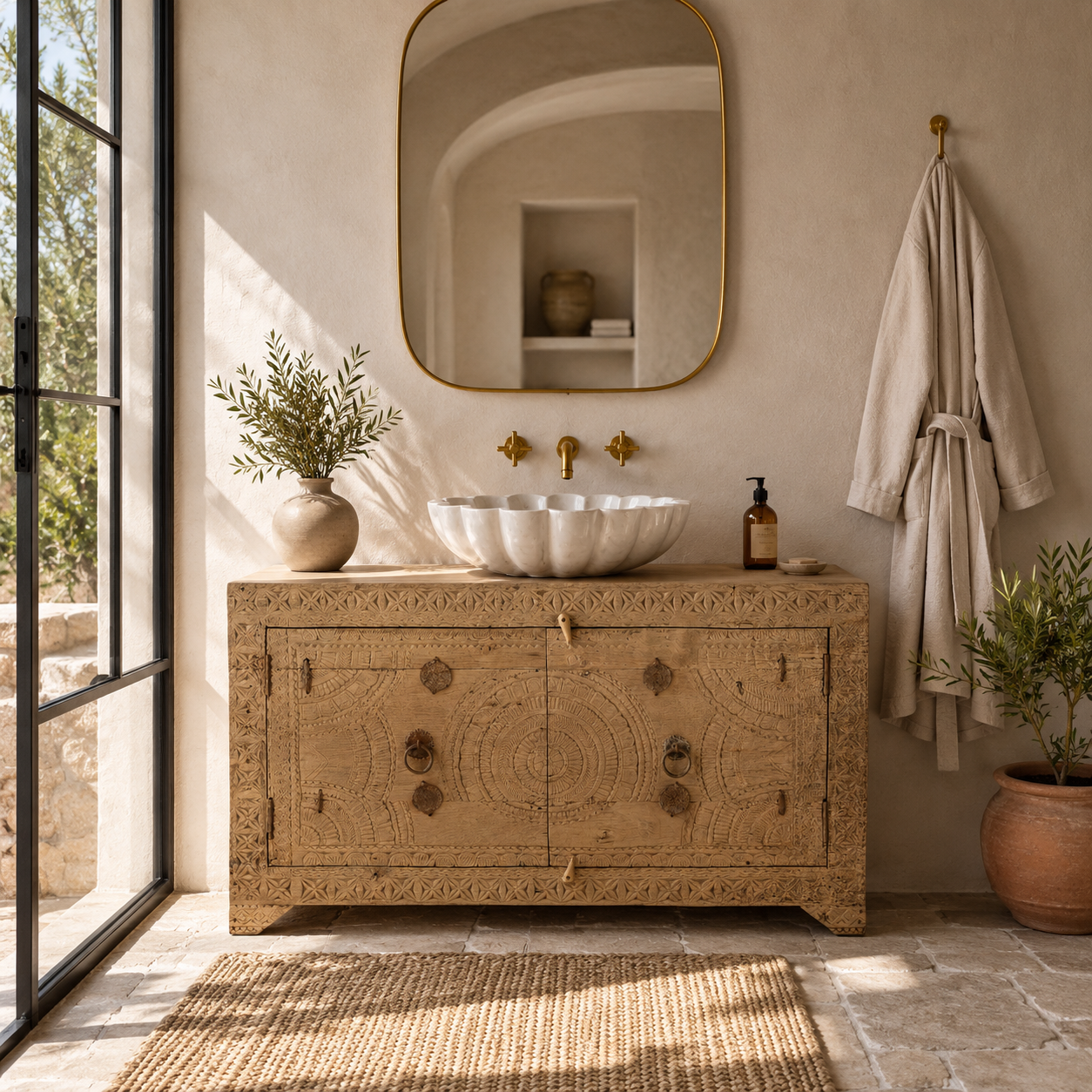 Ayra - Handgesneden Teakhouten Dressoir