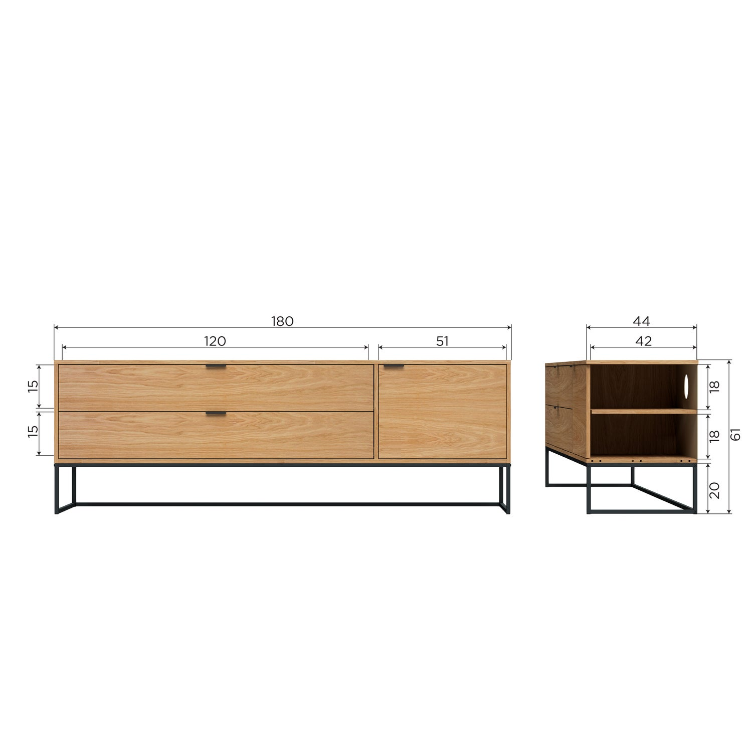 Silas tv meubel 180 cm eiken decor [fsc]