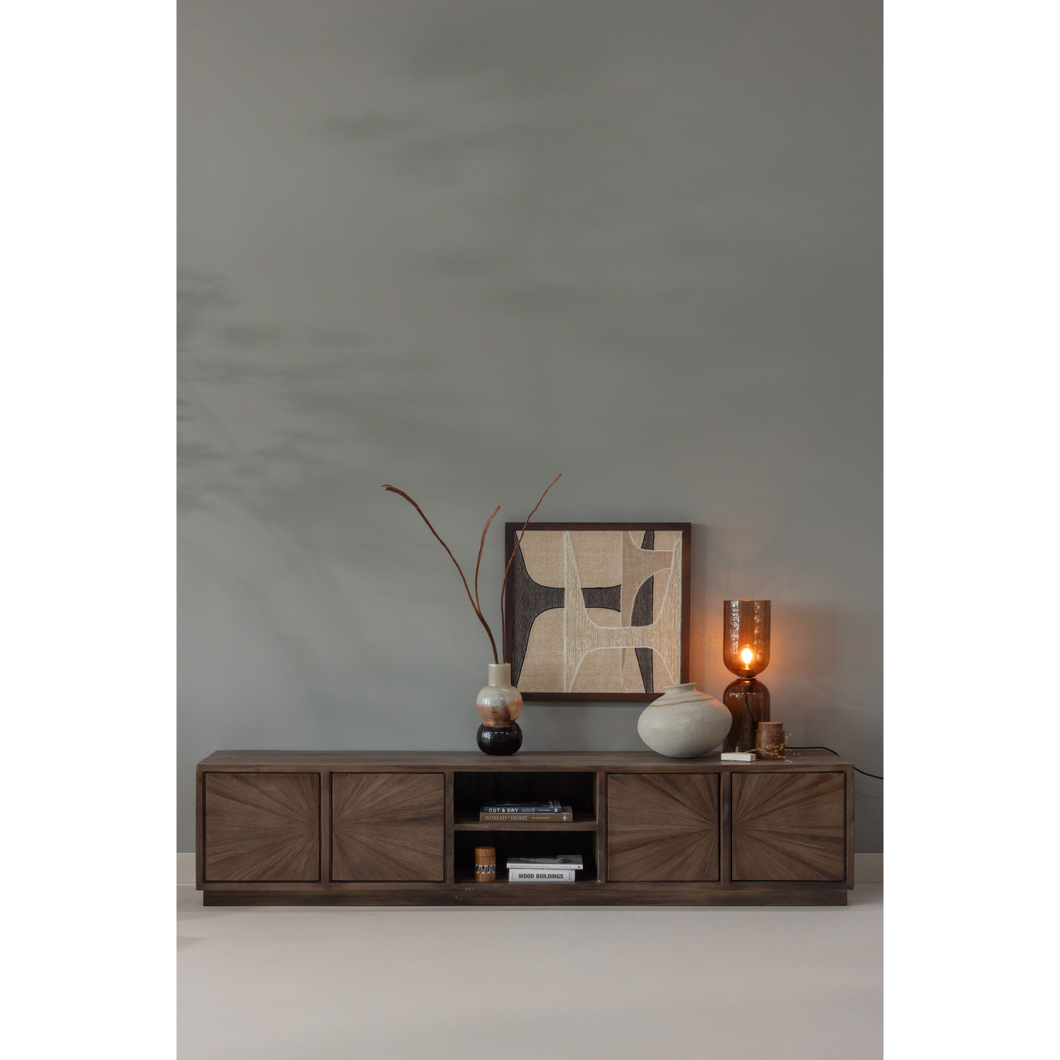 Sun tv meubel recycled teak bruin