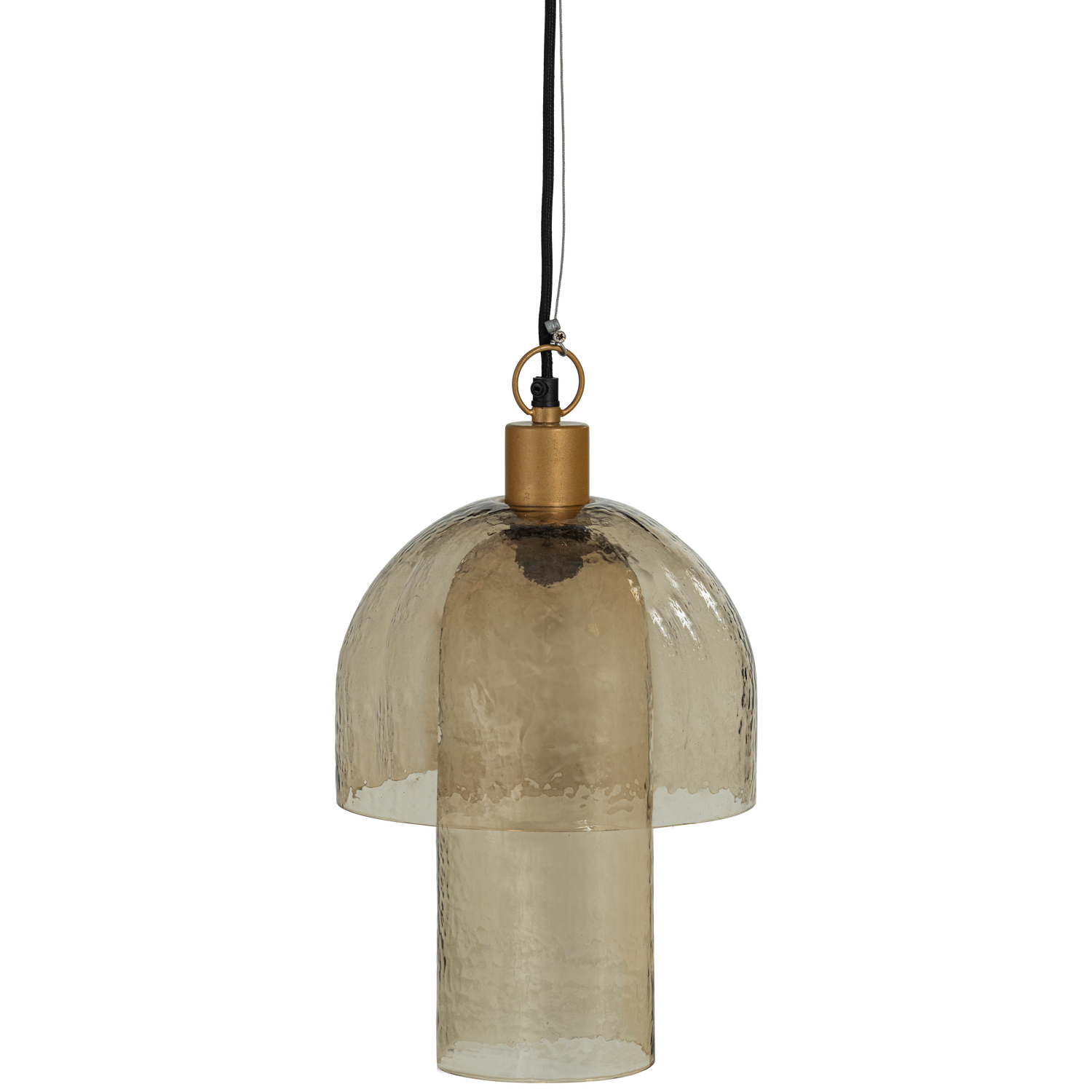 Gigi hanglamp dubbele kap gehamerd glas naturel