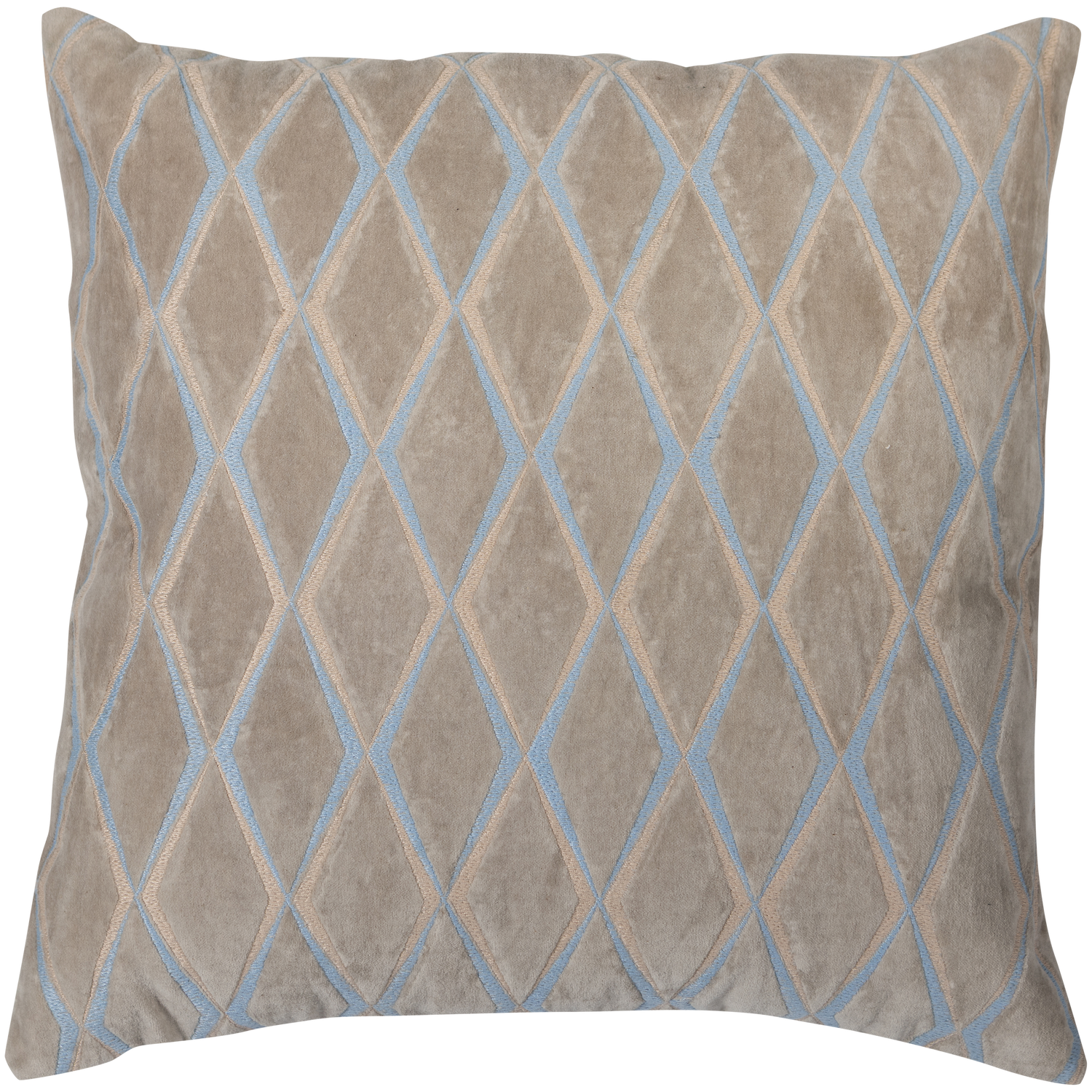 Laon kussens velvet naturel/blauw - set van 3