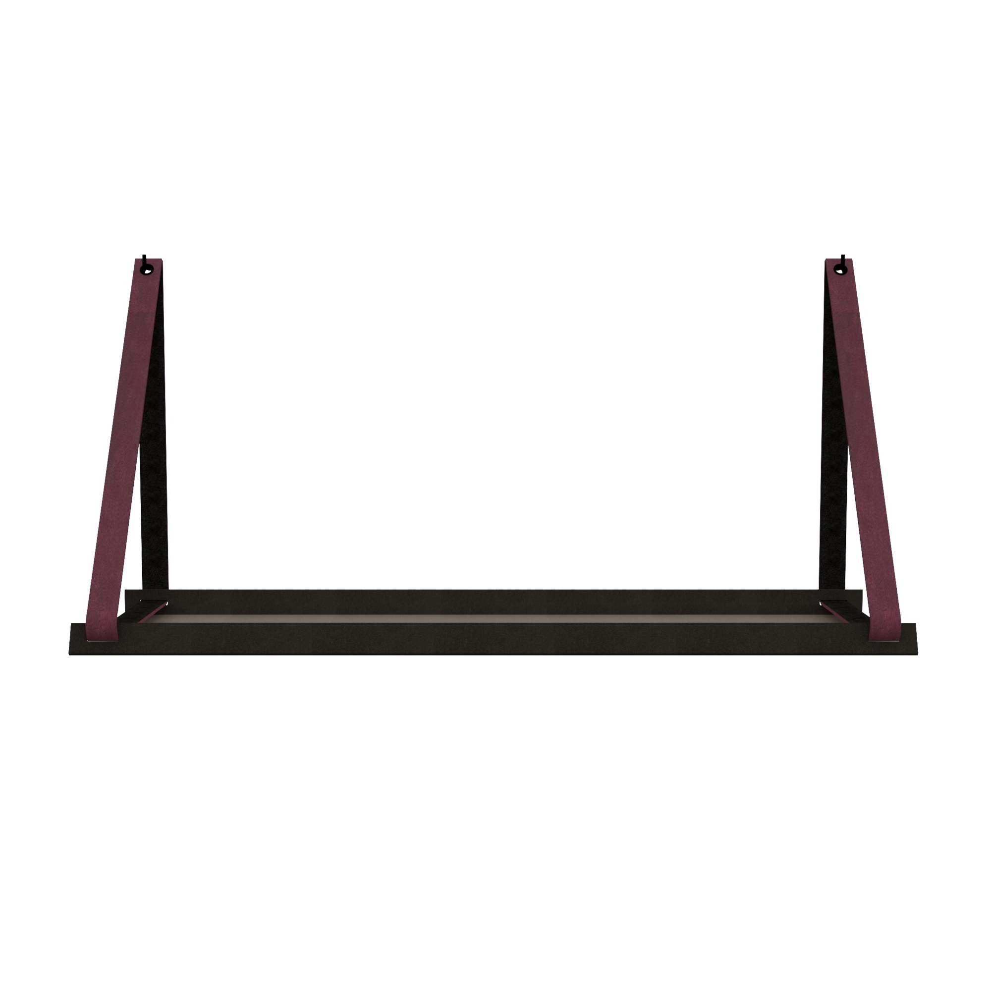 Stalen wandplank 70x20cm - incl. leren plankdragers