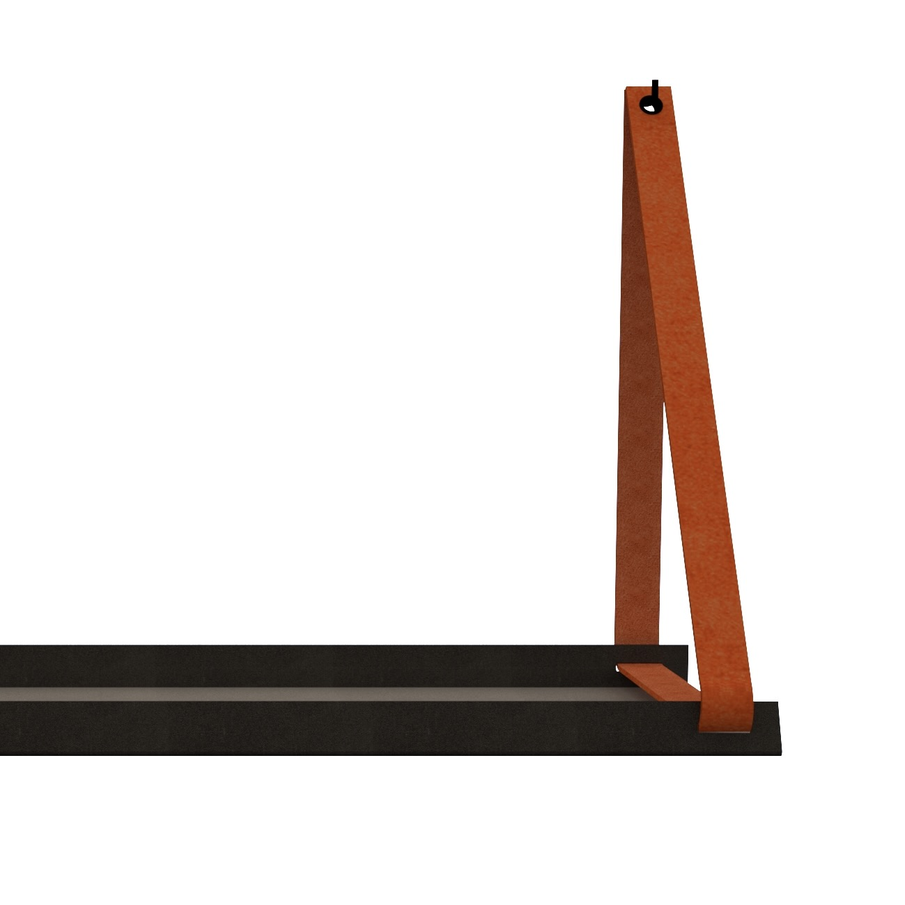 Stalen wandplank 70x20cm - incl. leren plankdragers