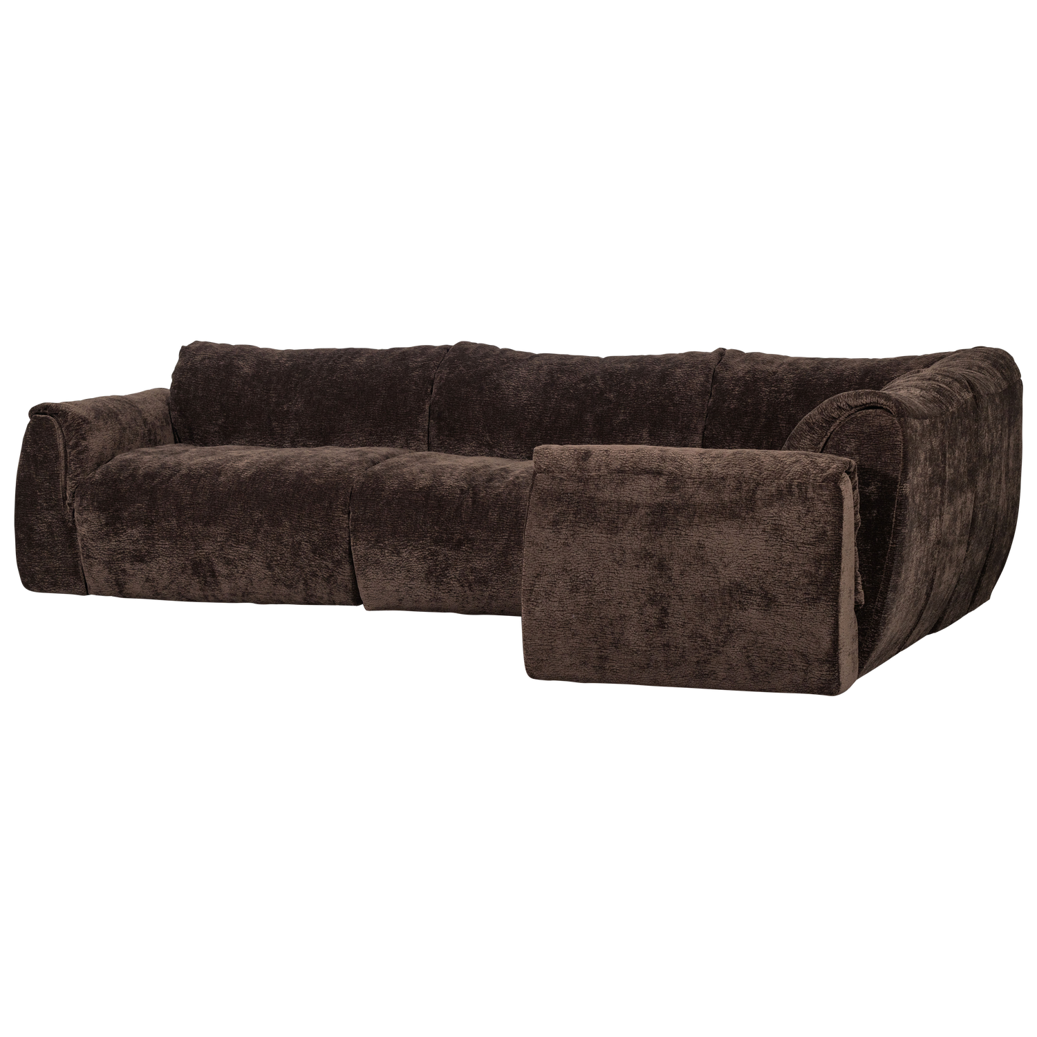Baggy hoekbank rechts 3d chenille donkerbruin