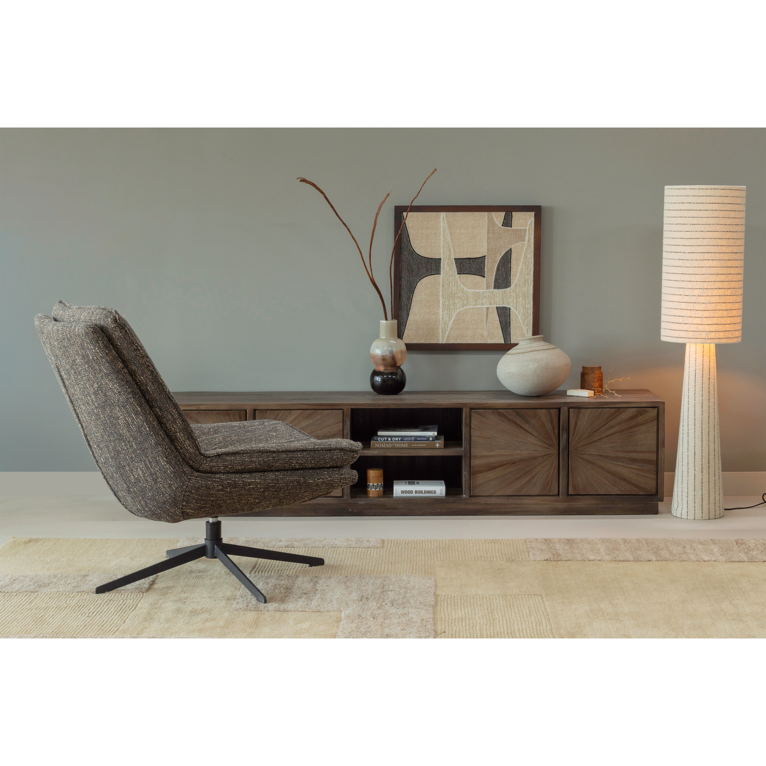 Milaro draaifauteuil naturel melange