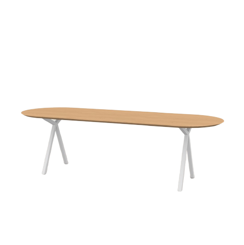 Studio HENK tafel Slim X-type Plat ovaal - wit frame, hardwax light 3041