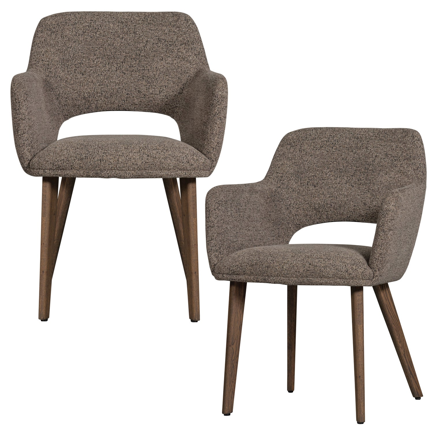 Murat eetkamerstoel taupe met houten poot naturel