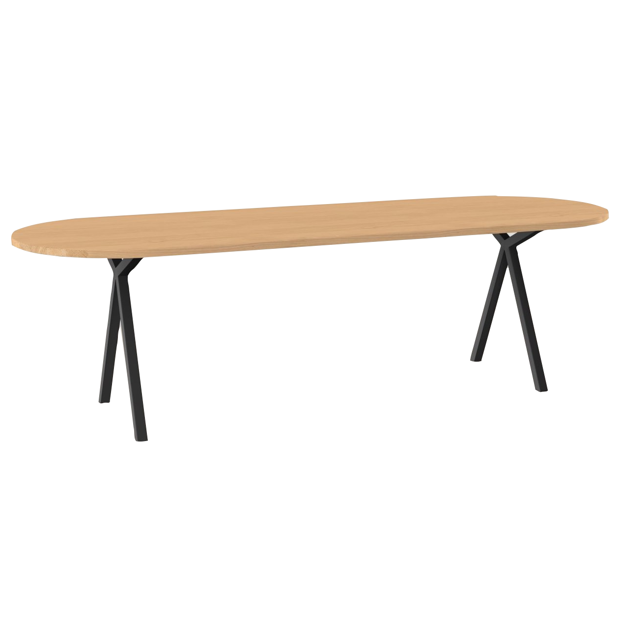 Studio HENK tafel Slim X-type Plat ovaal - zwart frame, hardwax light 3041