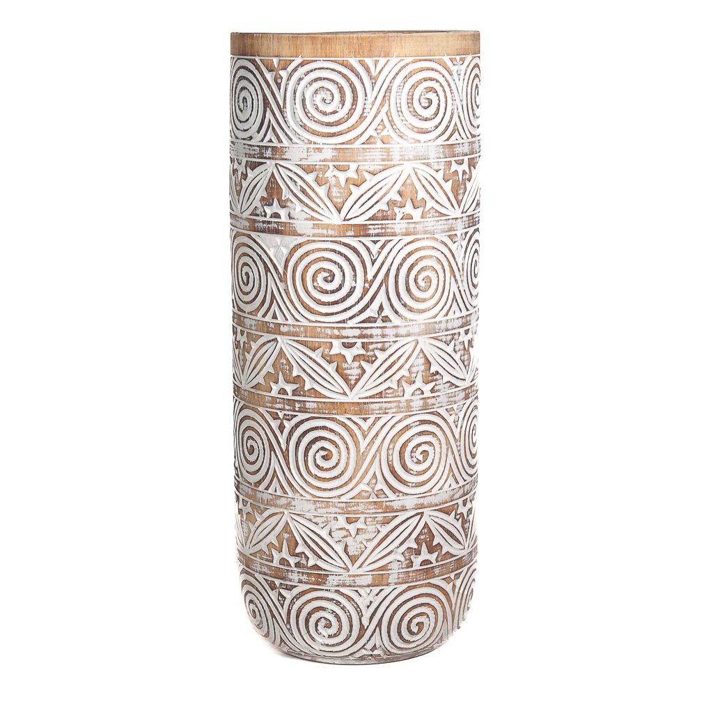 Houten vaas natural/wit