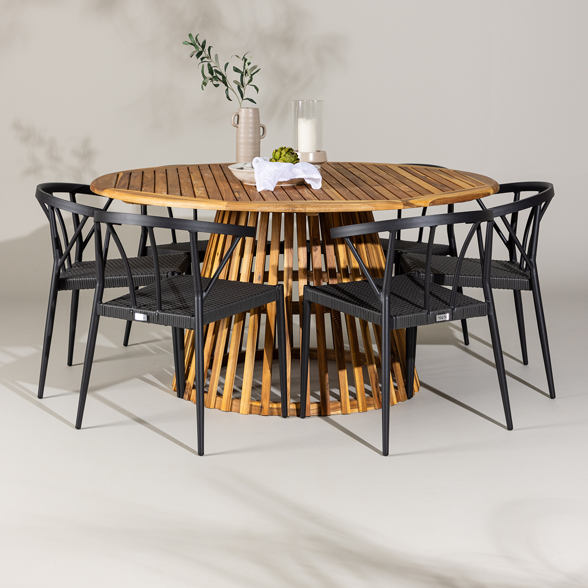 Aluminium tuinstoel zwart Julian- rattan zitting - set van 2