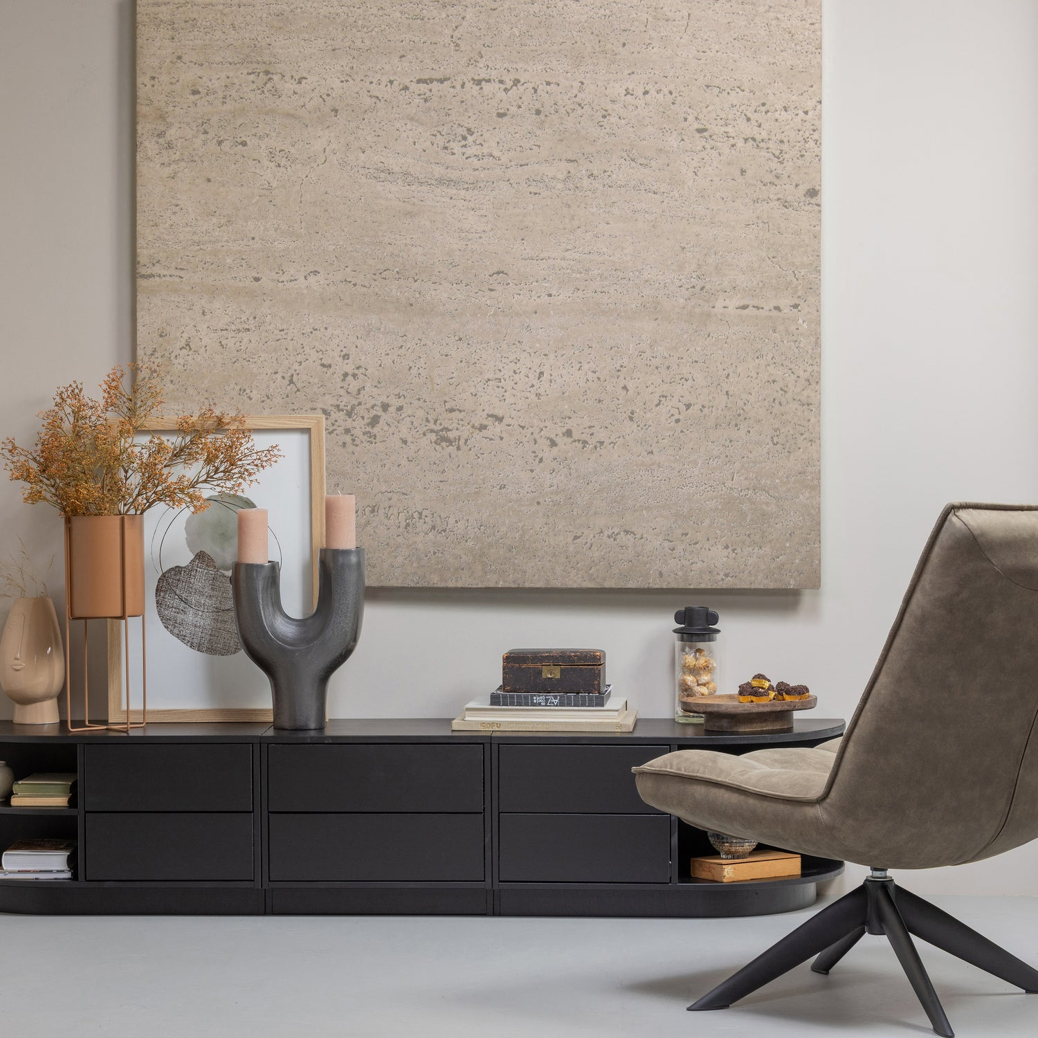 Jouke draaifauteuil chenille structuur roestbruin [fsc]