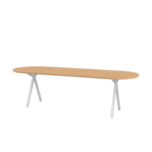 Studio HENK tafel Slim X-type Plat ovaal - wit frame, hardwax light 3041