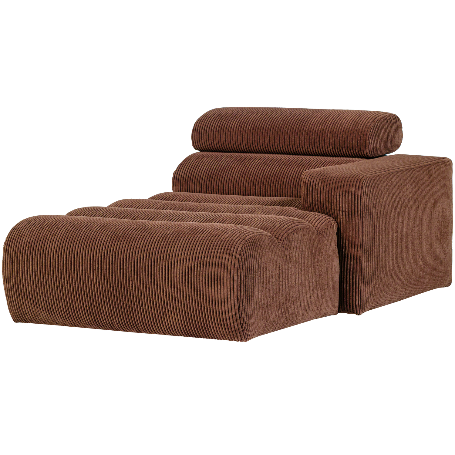 Novi chaise longue element arm rechts boucle karamelbruin