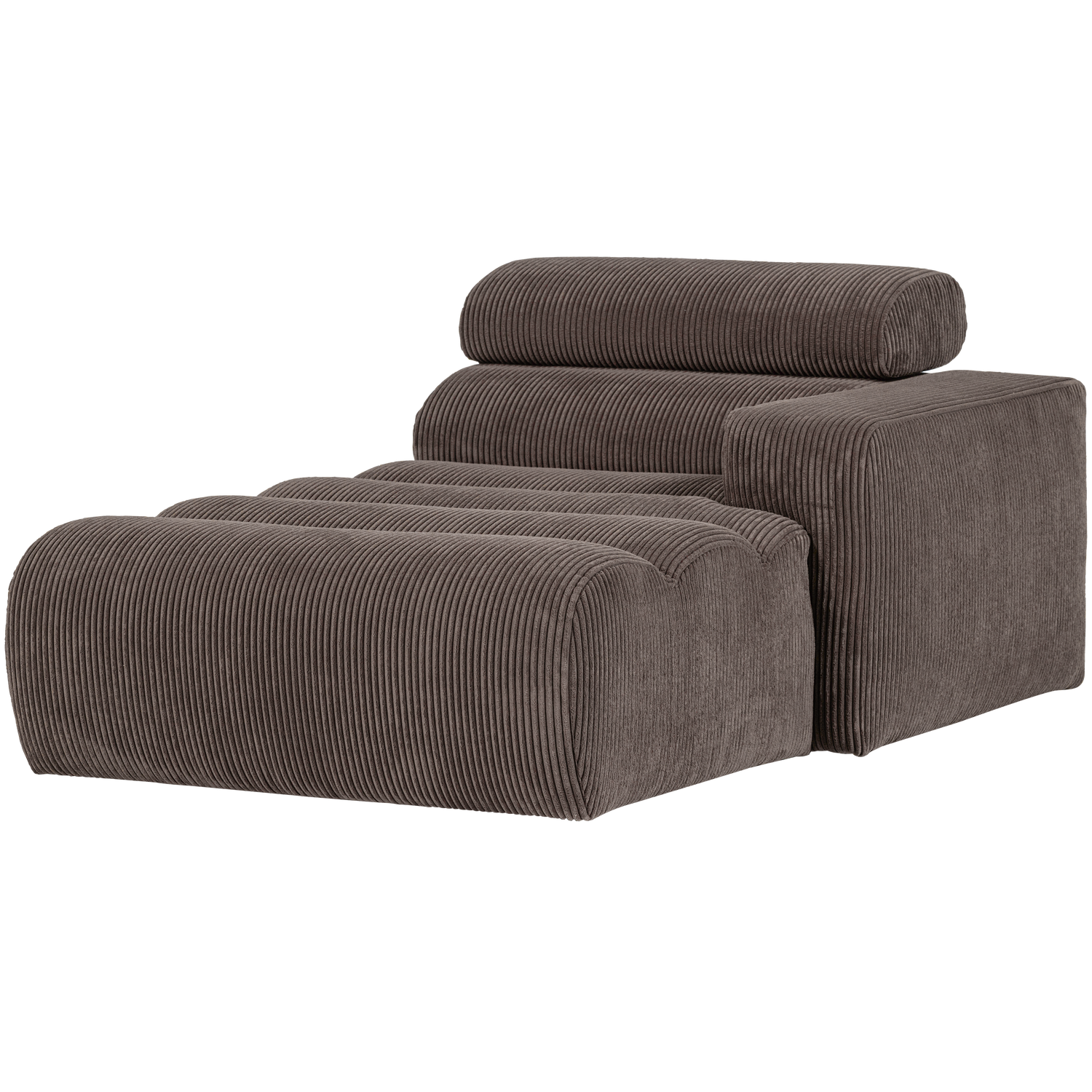 Novi chaise longue element arm rechts boucle karamelbruin