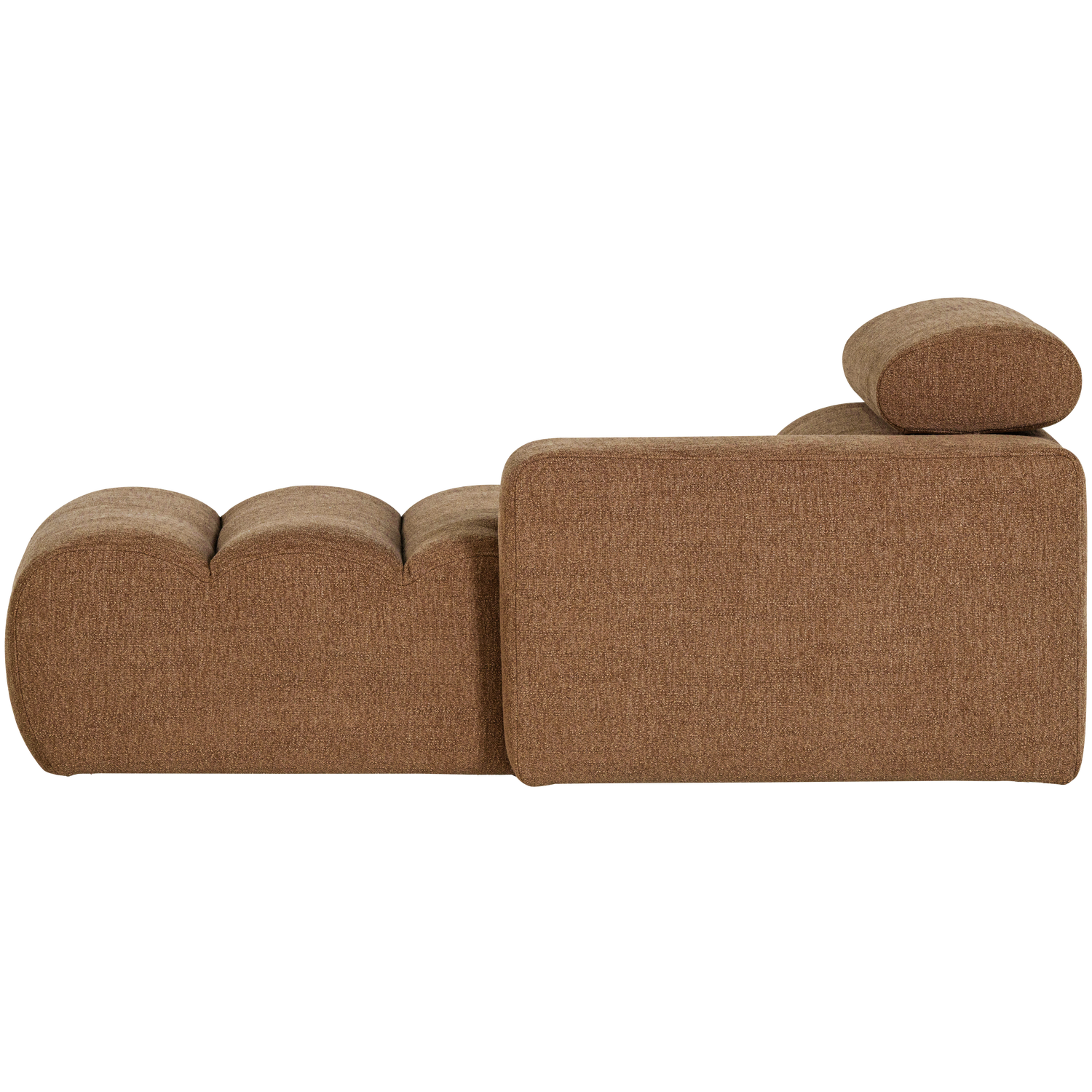 Novi chaise longue element arm rechts boucle karamelbruin