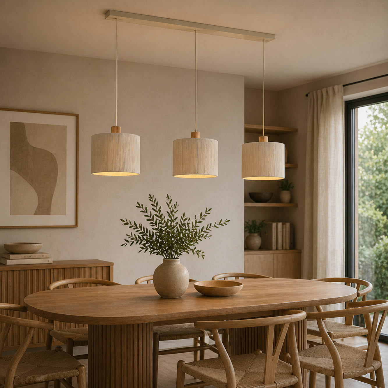 Arjan Hanglamp 3-lichts balk Beige