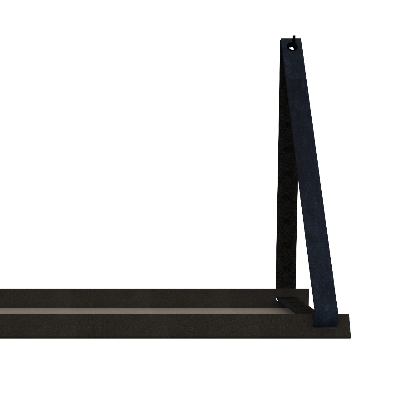 Stalen wandplank 70x20cm - incl. leren plankdragers