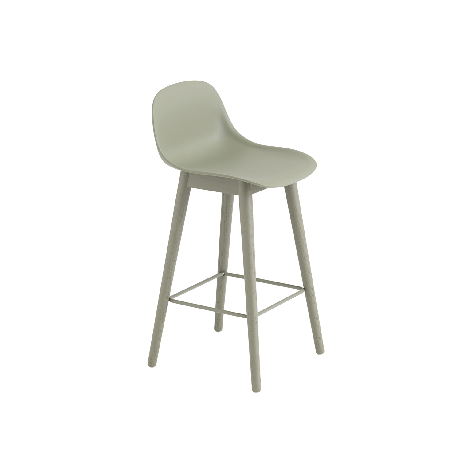 Muuto barkruk met rugleuning Fiber Counter Stool Wood Base