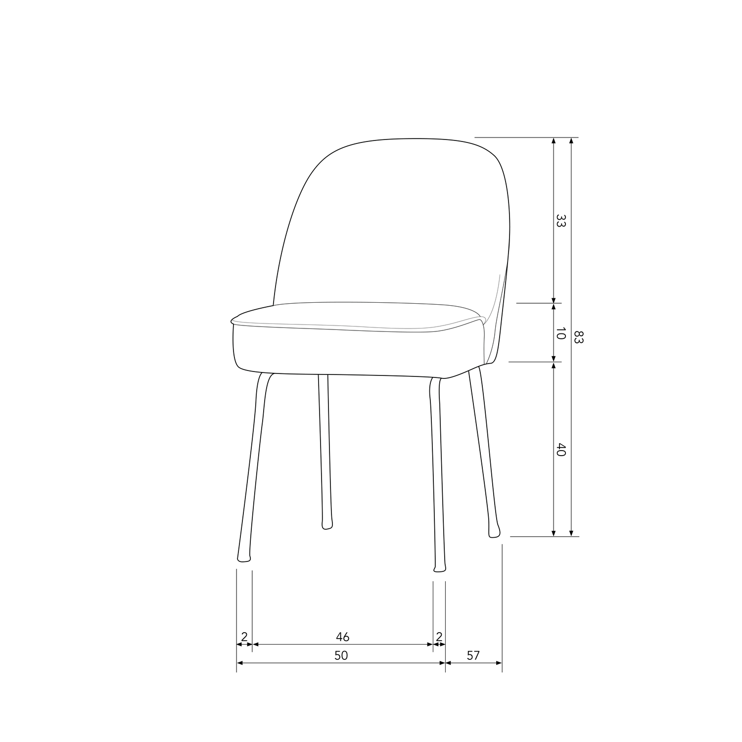 Vogue eetkamerstoel structure velvet brass