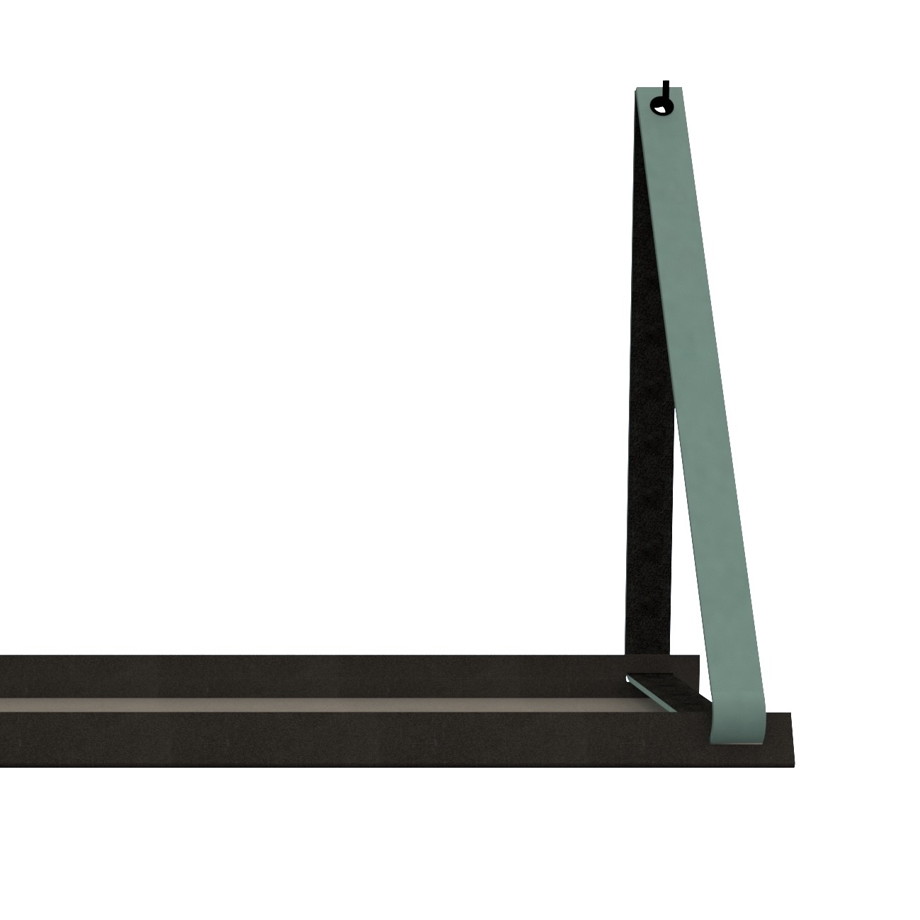 Stalen wandplank 70x20cm - incl. leren plankdragers