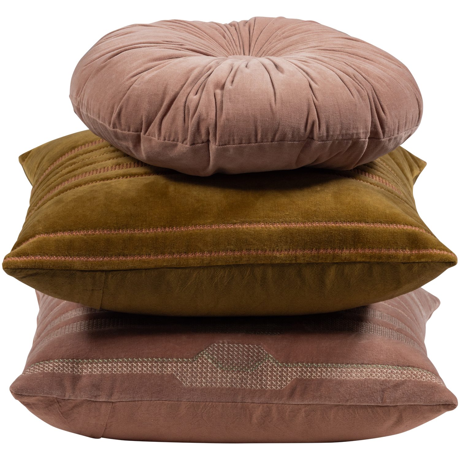 Feis kussens velvet roze/naturel - set van 3